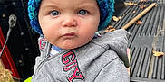 Jameson joined the competition — help win amazing prizes! baby, beanie, bonnet, cap, clothing, coat, face, glove, hat, head, hood, jacket, knitwear, pants, person, photography, portrait, sweater, transportation, vehicle
