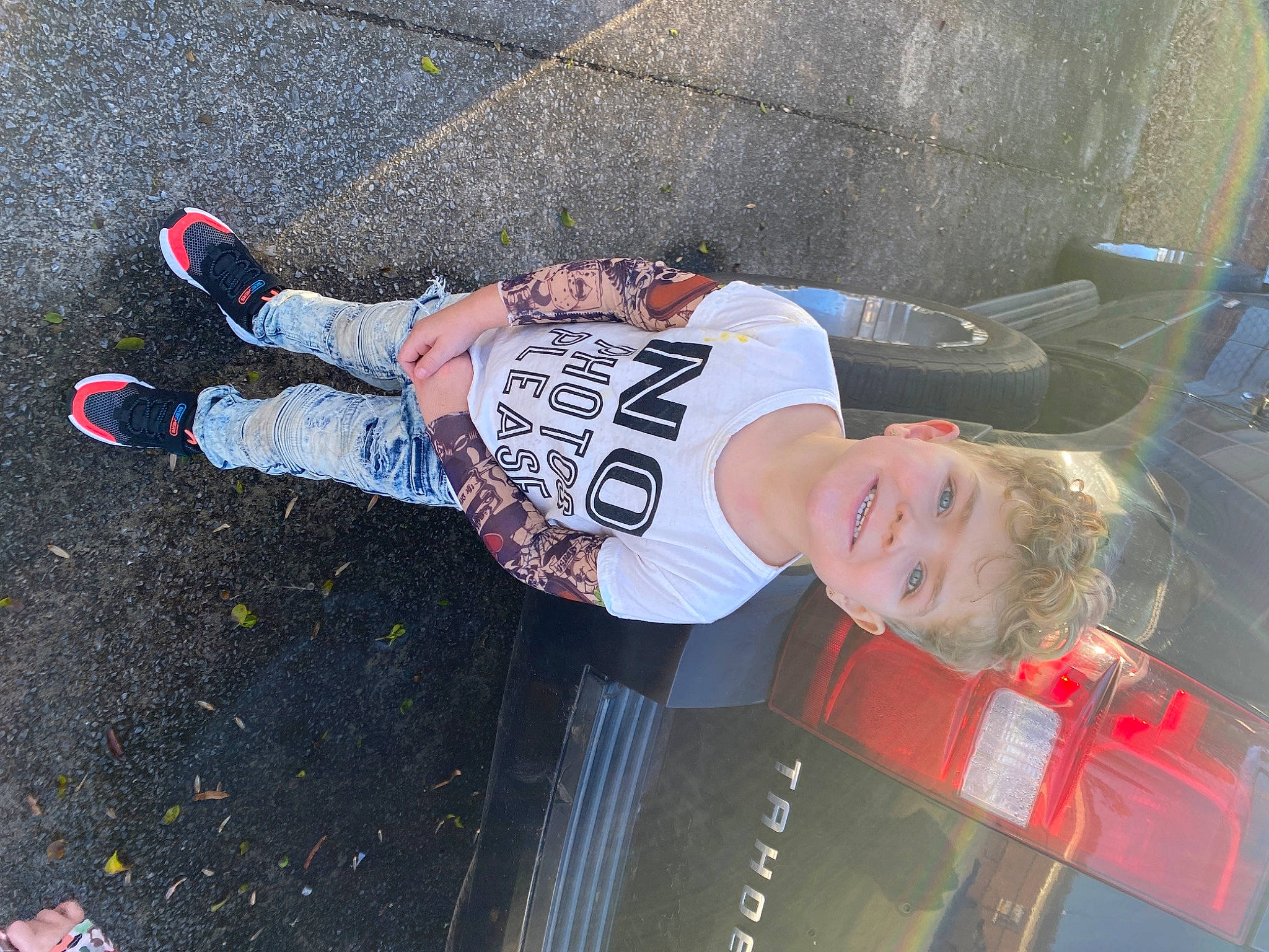 Kaizer joined the competition — help win amazing prizes! asphalt, carmine, child, concrete, fun, hat, human_leg, joy, outdoor_shoe, pattern, pedestrian, person, recreation, road_surface, shadow, sidewalk, sleeve, smile, soil, t_shirt