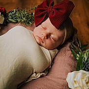 Mckinley joined the competition — help win amazing prizes! artificial_flower, baby, baby_sleeping, bonnet, costume_accessory, cut_flowers, floribunda, flowering_plant, garden_roses, hair_accessory, headgear, headpiece, hybrid_tea_rose, nap, petal, photography, rose, rose_family, rose_order, sleep