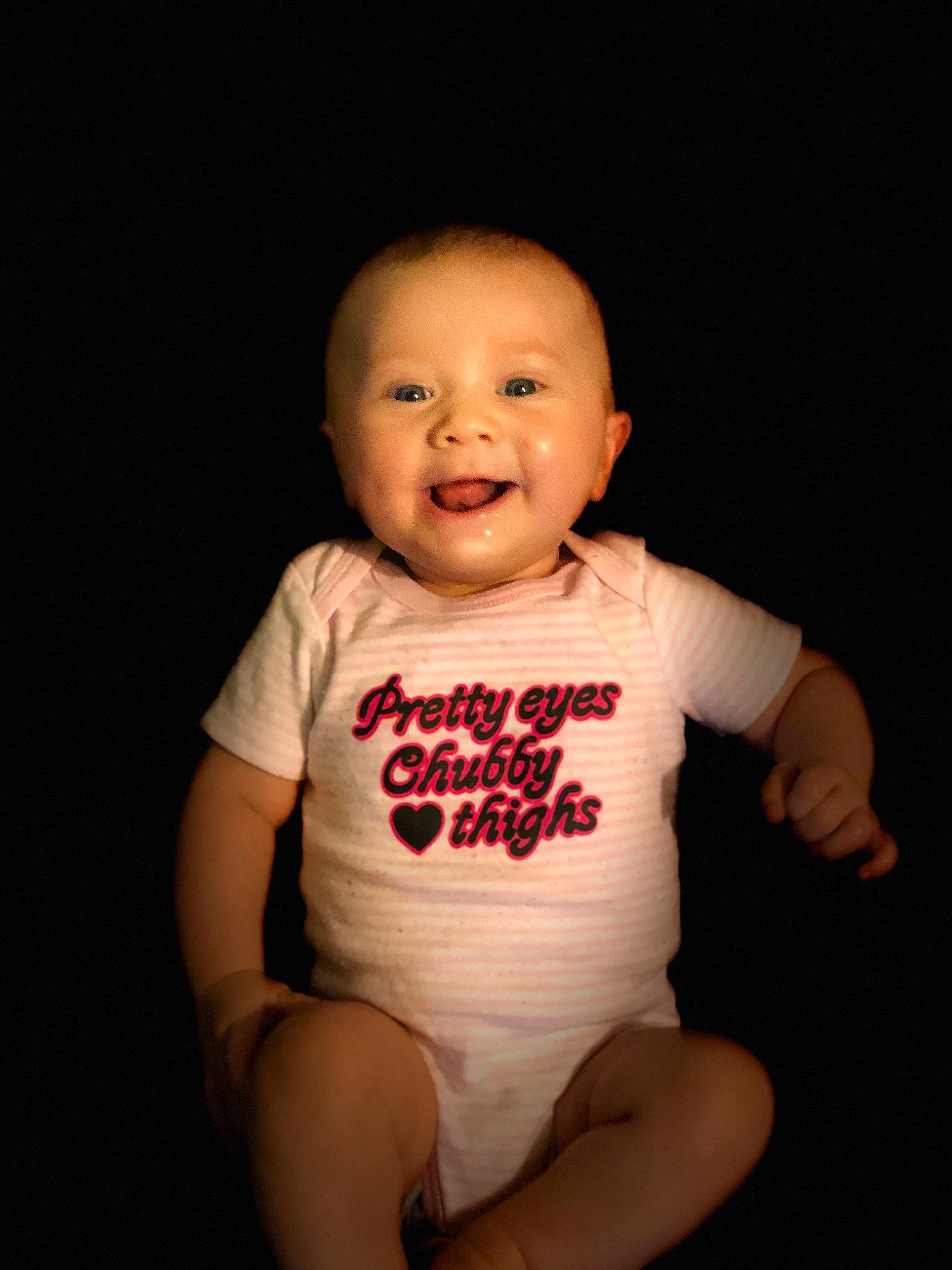 Briar joined the competition — help win amazing prizes! baby, baby_toddler_clothing, cheek, child, chin, facial_expression, flash_photography, fun, head, human, laugh, lip, mouth, person, photography, skin, sleeve, smile, t_shirt, toddler