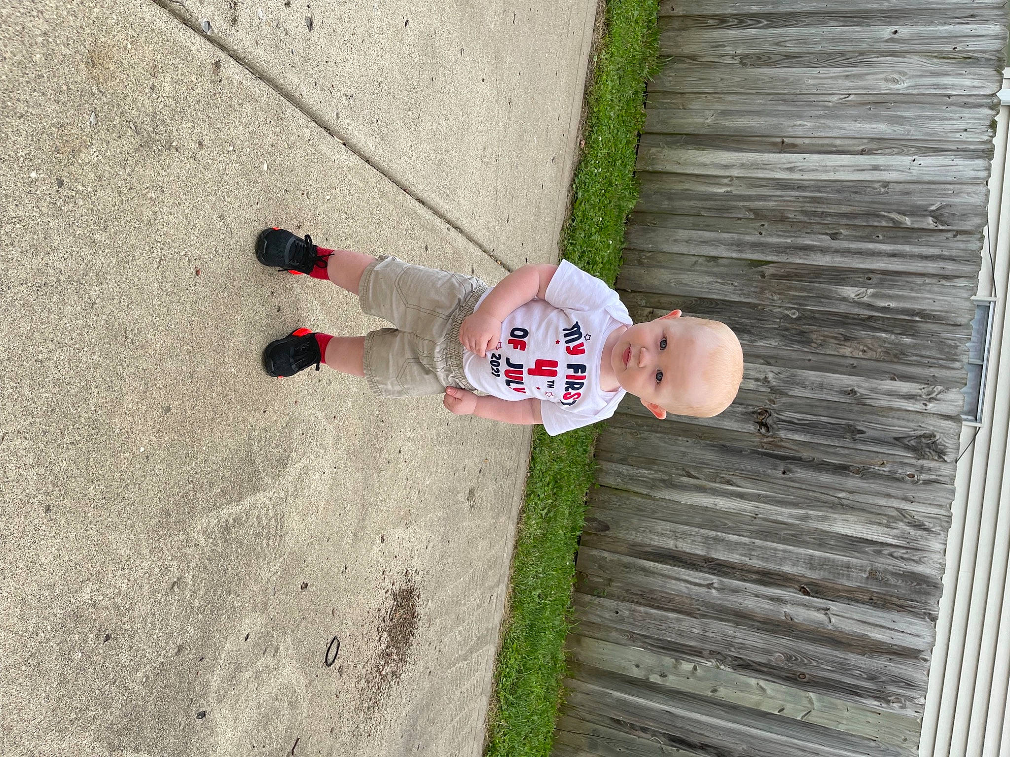 Landon joined the competition — help win amazing prizes! asphalt, carmine, child, concrete, flooring, fun, grass, happy, hardwood, leisure, person, plant, recreation, road_surface, shadow, smile, soil, toddler, tree, walking_shoe