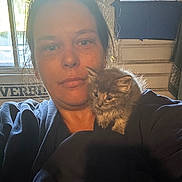 Nova joined the competition — help win amazing prizes! accessories, adult, animal, blackboard, cat, couch, face, female, furniture, glasses, head, indoors, kitten, manx, person, pet, photography, portrait, selfie, woman