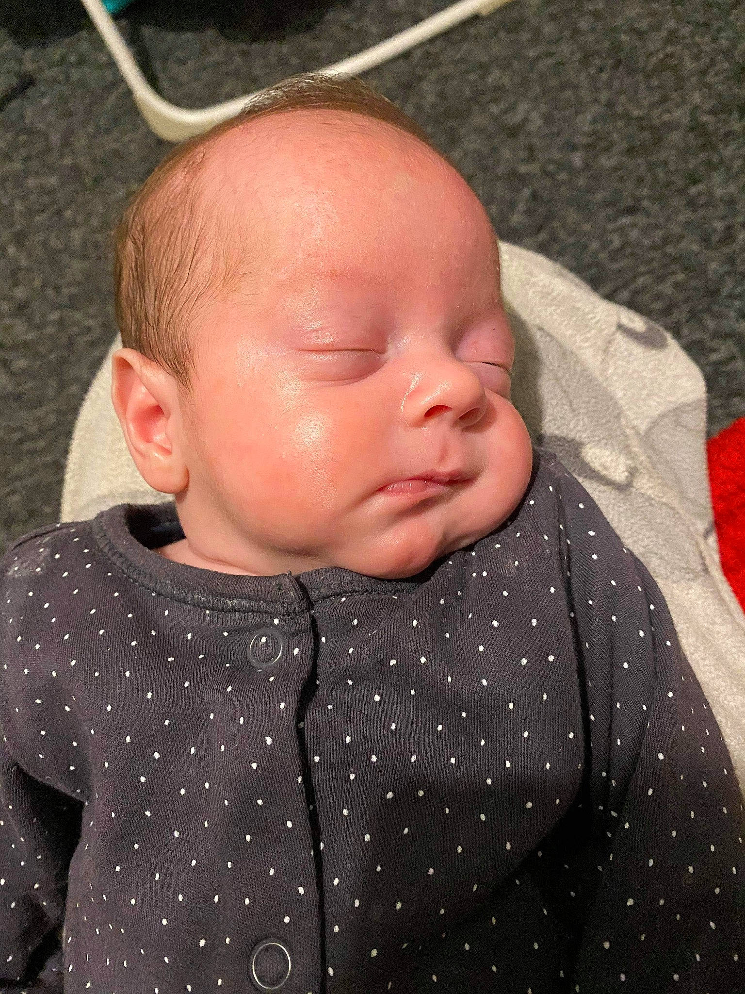 Dragos is registered to the contest to win money with this photo: baby, baby_toddler_clothing, cheek, child, ear, eyebrow, eyelash, lip, organ, pattern, person, polka_dot, skin, sleeve, throat, toddler