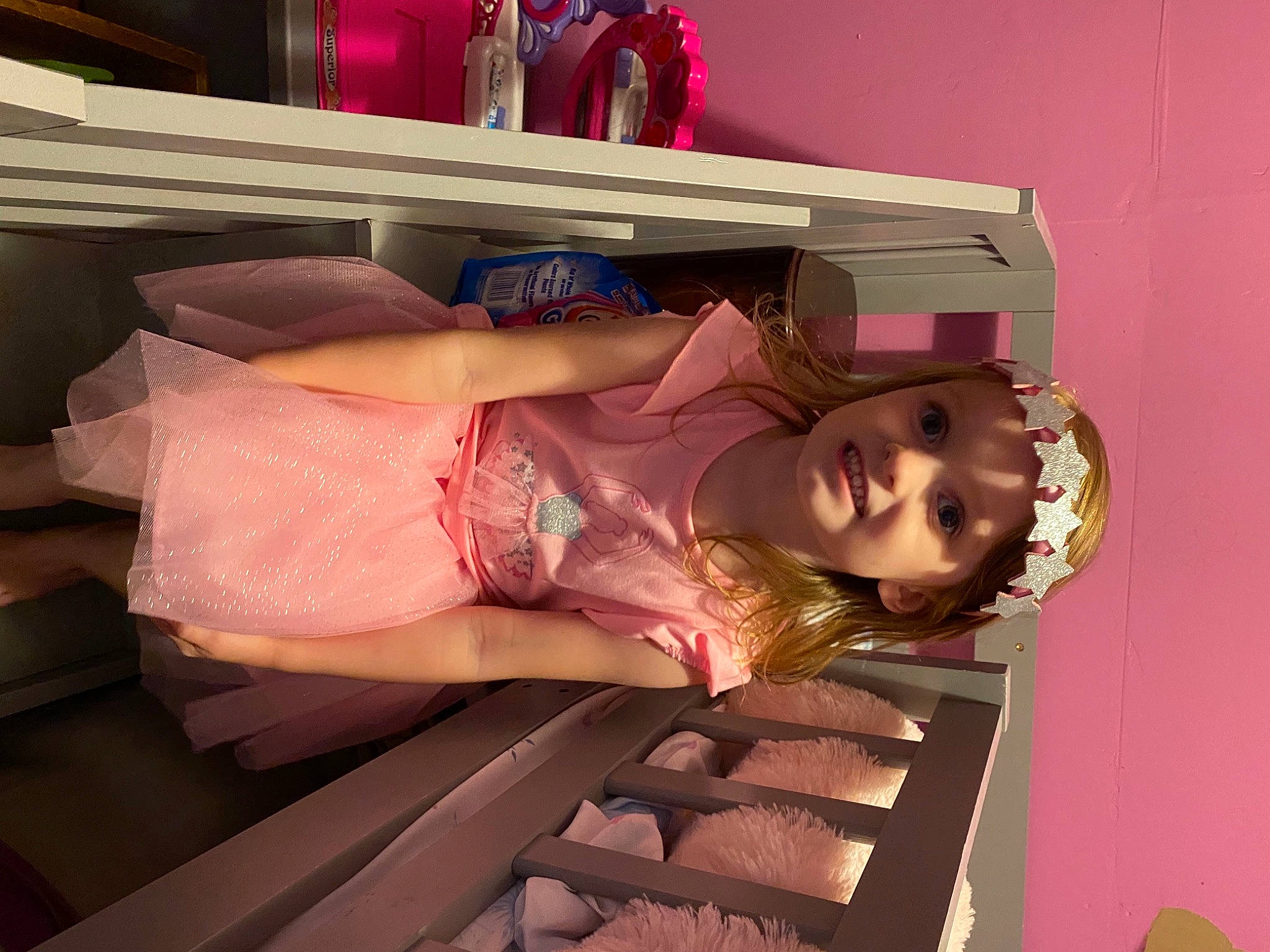 Scarlette joined the competition — help win amazing prizes! child, comfort, eyelash, fashion_design, flesh, hardwood, headwear, human_body, human_leg, joy, magenta, peach, person, pink, room, smile, textile, thigh, toddler, vintage_clothing