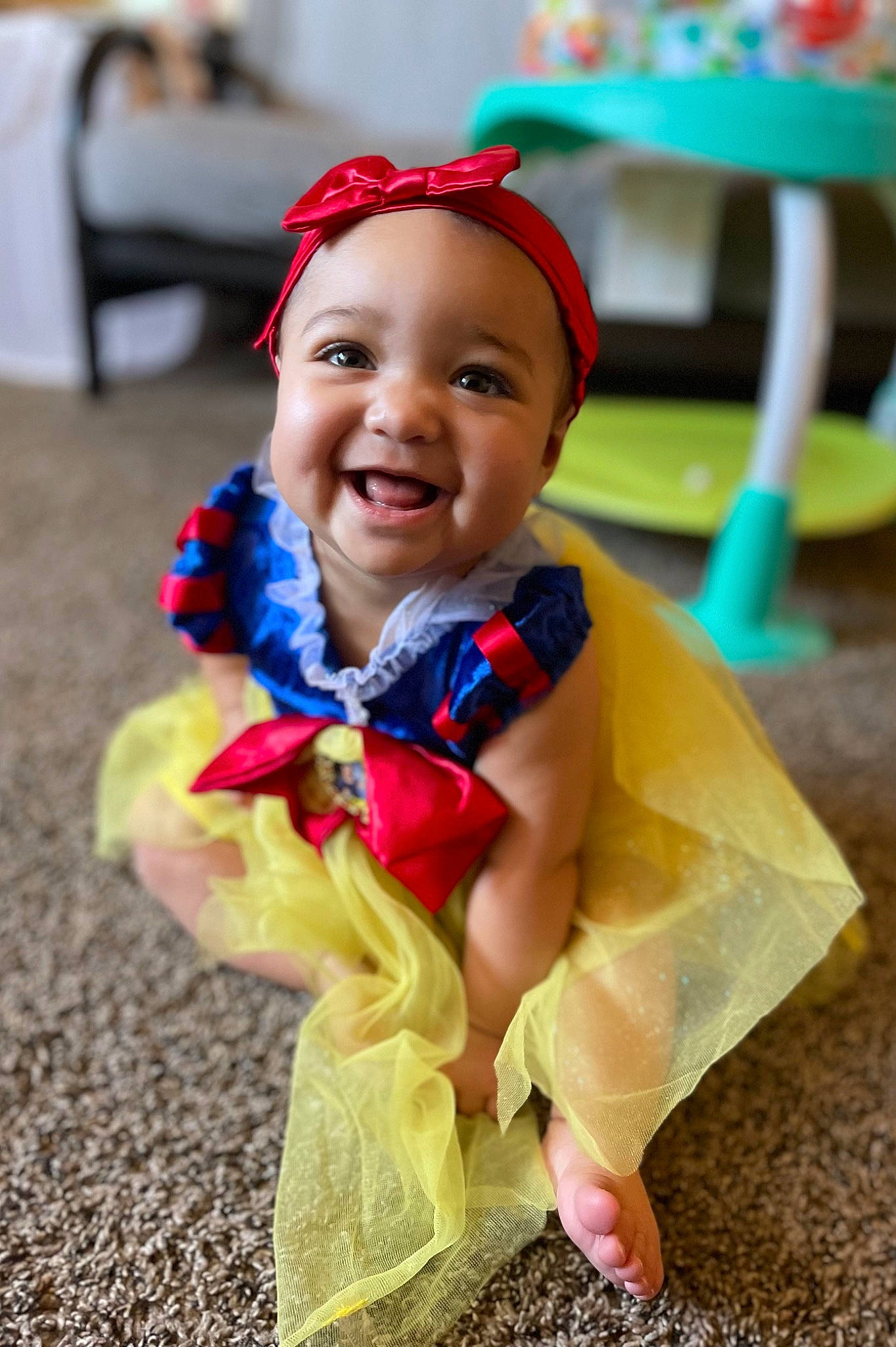 Iyla joined the competition — help win amazing prizes! baby, baby_toddler_clothing, child, costume, costume_hat, electric_blue, event, face, fashion_accessory, fun, grass, happy, headgear, joy, laugh, person, plant, recreation, skin, smile