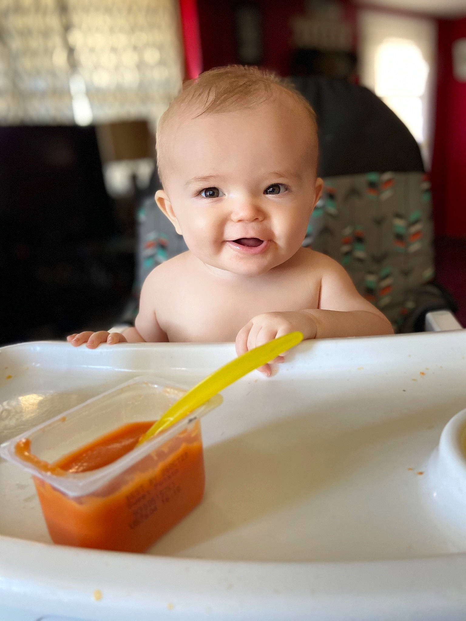 Cullen joined the competition — help win amazing prizes! baby, baby_food, bowl, breakfast, child, comfort_food, dish, eating, food, joy, person, skin, tableware, toddler