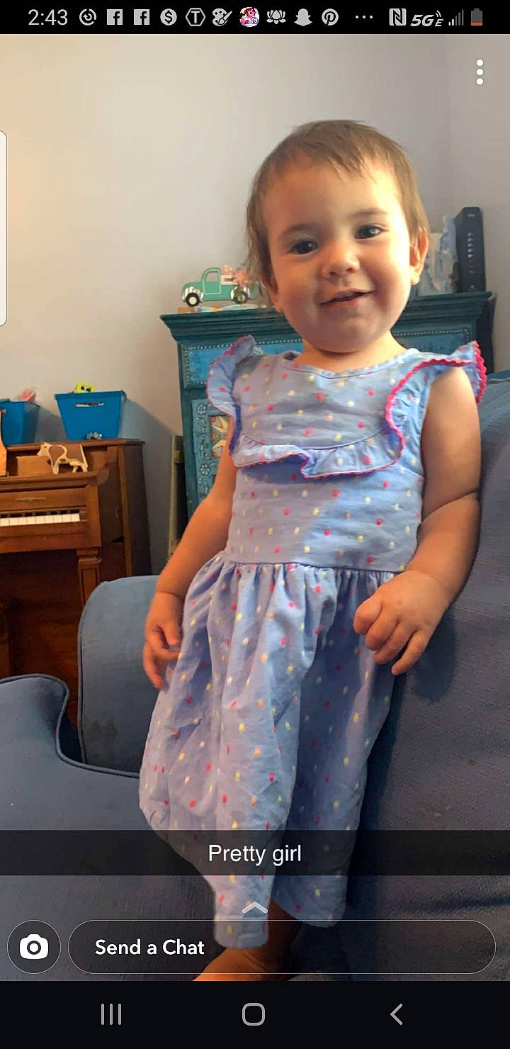 Marina joined the competition — help win amazing prizes! baby, baby_toddler_clothing, child, drawer, electric_blue, fun, happy, head, human_leg, joy, one_piece_garment, person, room, sitting, skin, sleeve, smile, standing, t_shirt, toddler