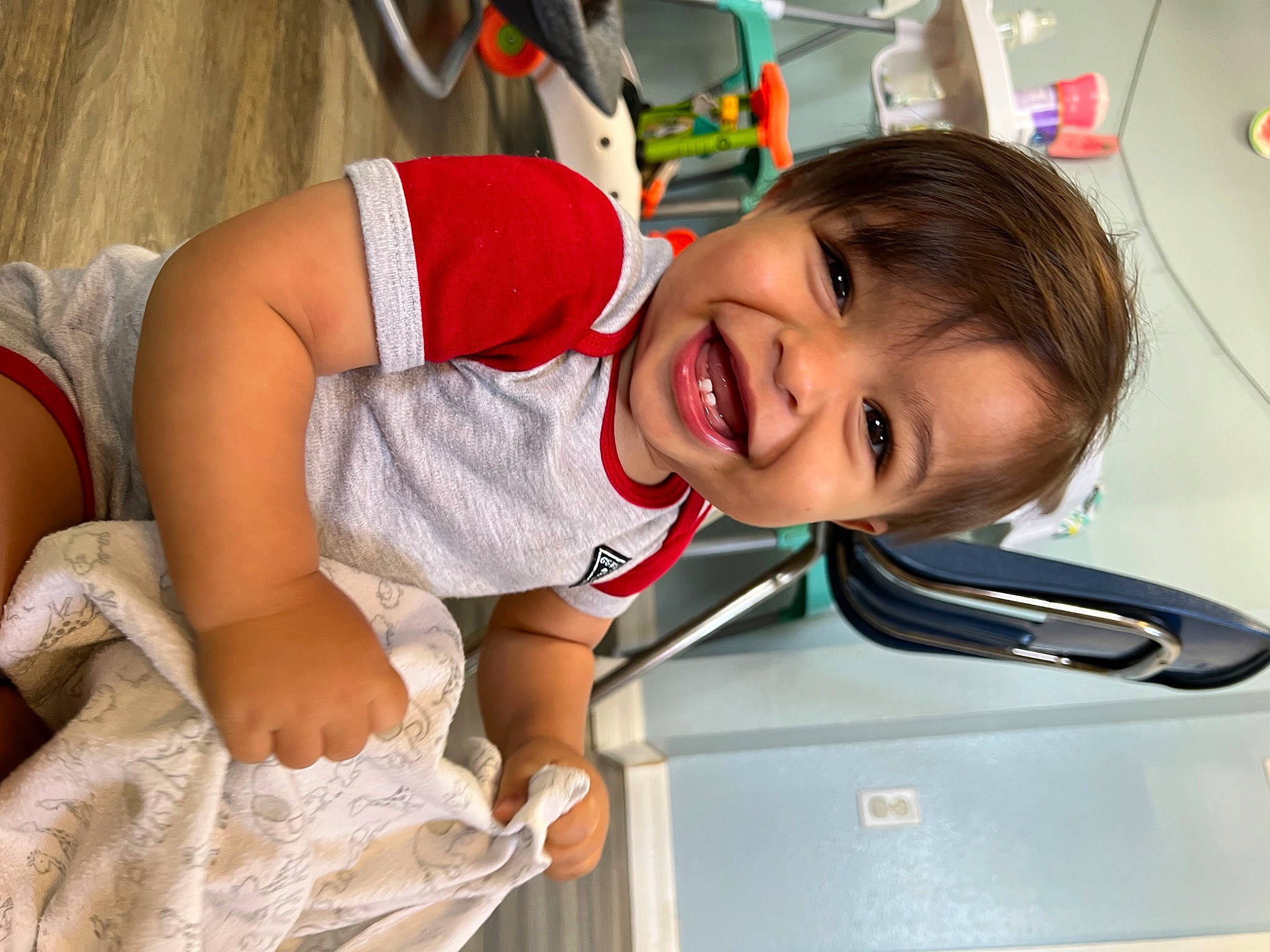 Kailo joined the competition — help win amazing prizes! abdomen, baby, chair, chest, child, elbow, facial_expression, fun, happy, human_leg, joy, knee, leisure, person, room, shorts, skin, smile, t_shirt, thigh