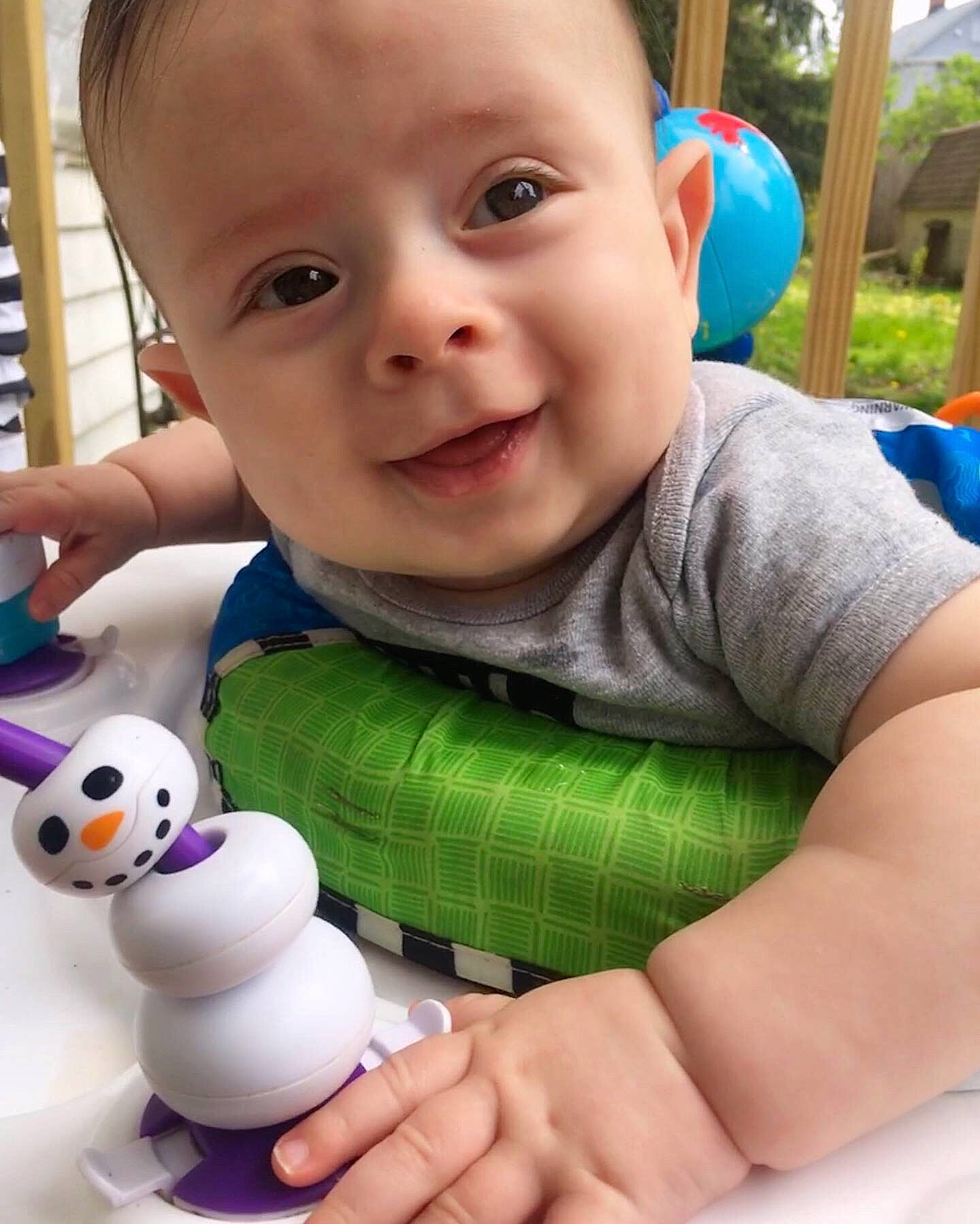 Braveyn joined the competition — help win amazing prizes! baby, baby_playing_with_toys, baby_toys, cheek, child, finger, hand, person, play, skin, smile, stuffed_toy, toddler, toy, tummy_time