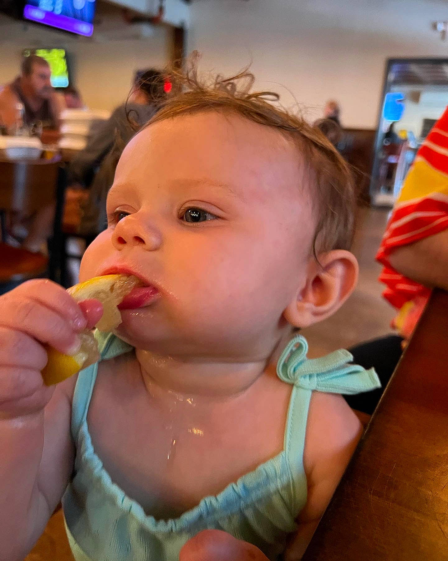 Kinzley is registered to the contest to win money with this photo: baby, baby_toddler_clothing, cheek, child, comfort_food, ear, eating, event, eyelash, flag, fun, hairstyle, happy, iris, lip, mouth, nose, person, skin, sweetness