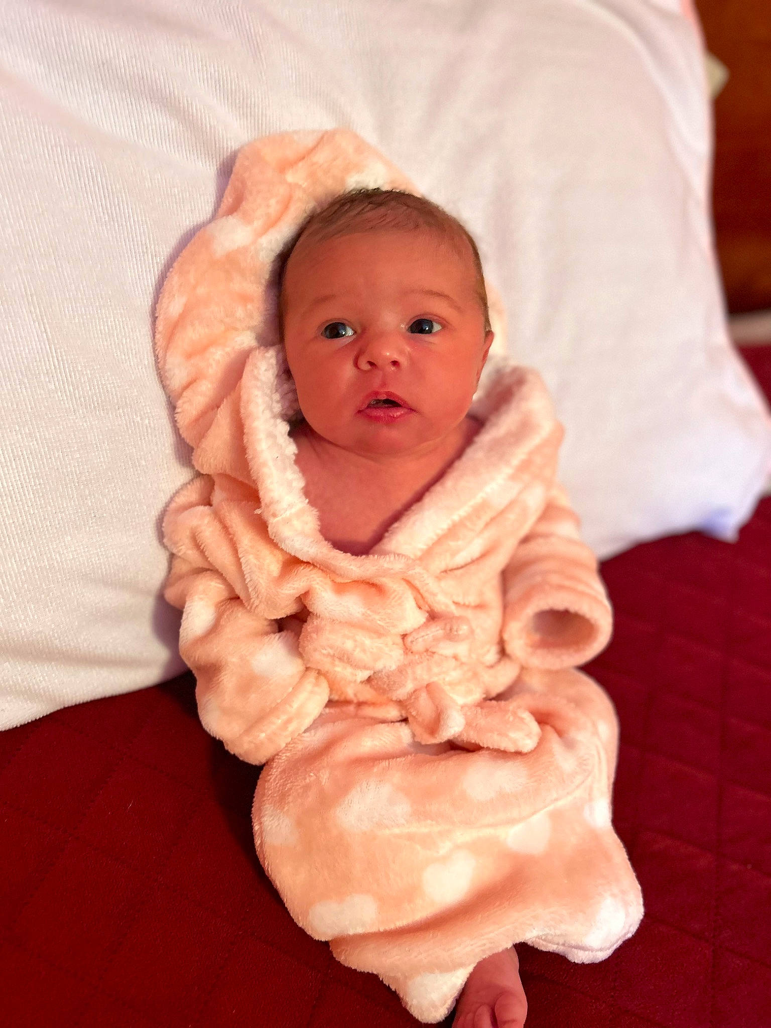 Parker joined the competition — help win amazing prizes! baby, baby_toddler_clothing, cheek, chin, comfort, eye, face, gesture, head, headgear, human_body, linens, lip, nose, outerwear, person, sleeve, textile, thumb, toddler