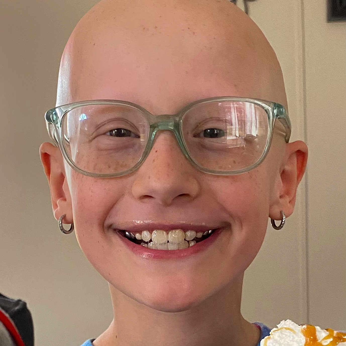 Nella is registered to the contest to win money with this photo: baked_goods, cream, cuisine, dessert, dish, electric_blue, eyelash, eyewear, food, food_craving, frozen_dessert, gelato, glasses, happy, ice_cream, ingredient, jaw, personal_protective_equipment, smile, vision_care