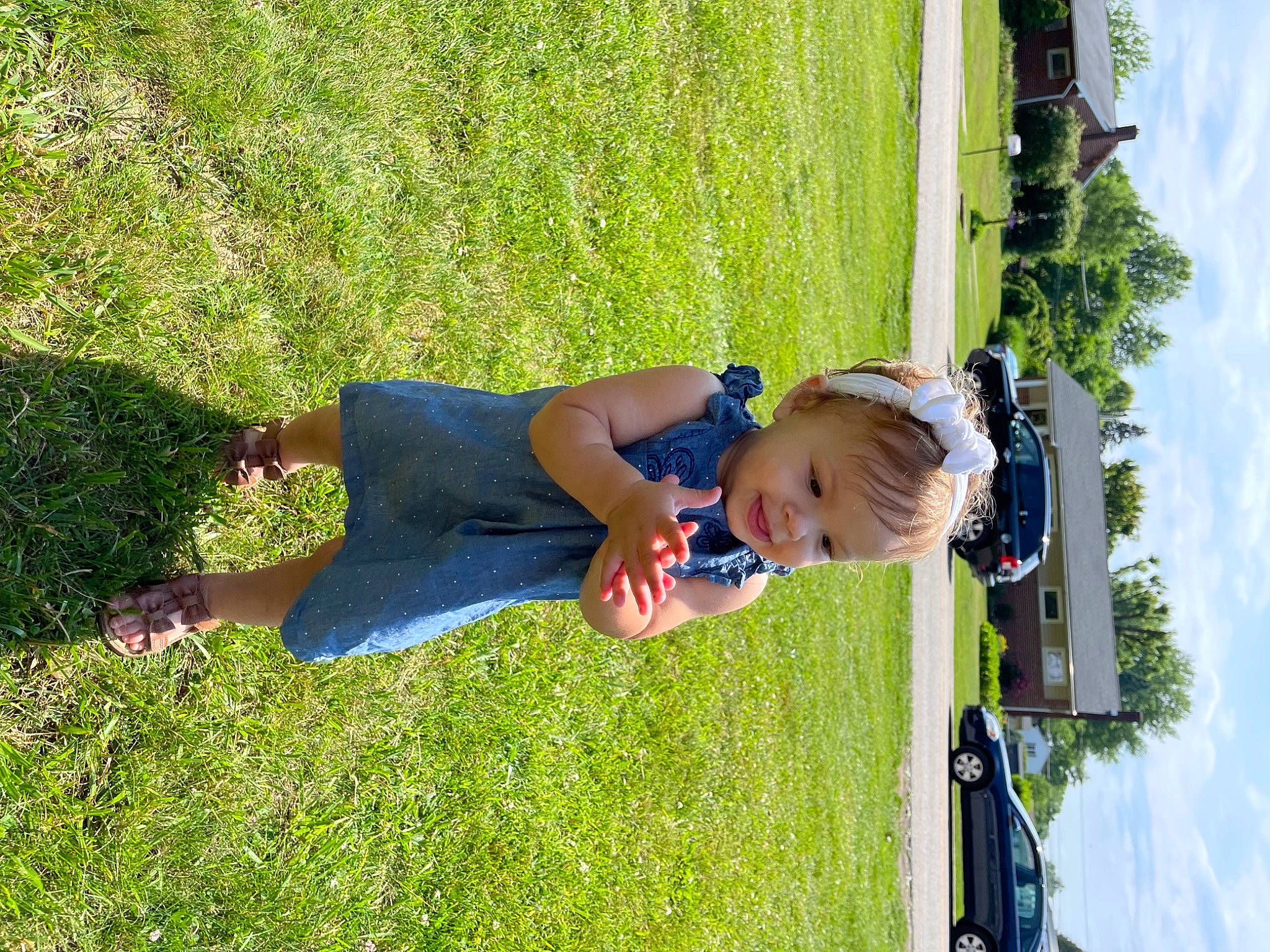 Naiomi joined the competition — help win amazing prizes! automotive_exterior, car, cloud, dress, electric_blue, fun, grass, grassland, happy, leisure, people_in_nature, person, plant, recreation, sky, summer, sunglasses, t_shirt, toddler, tree