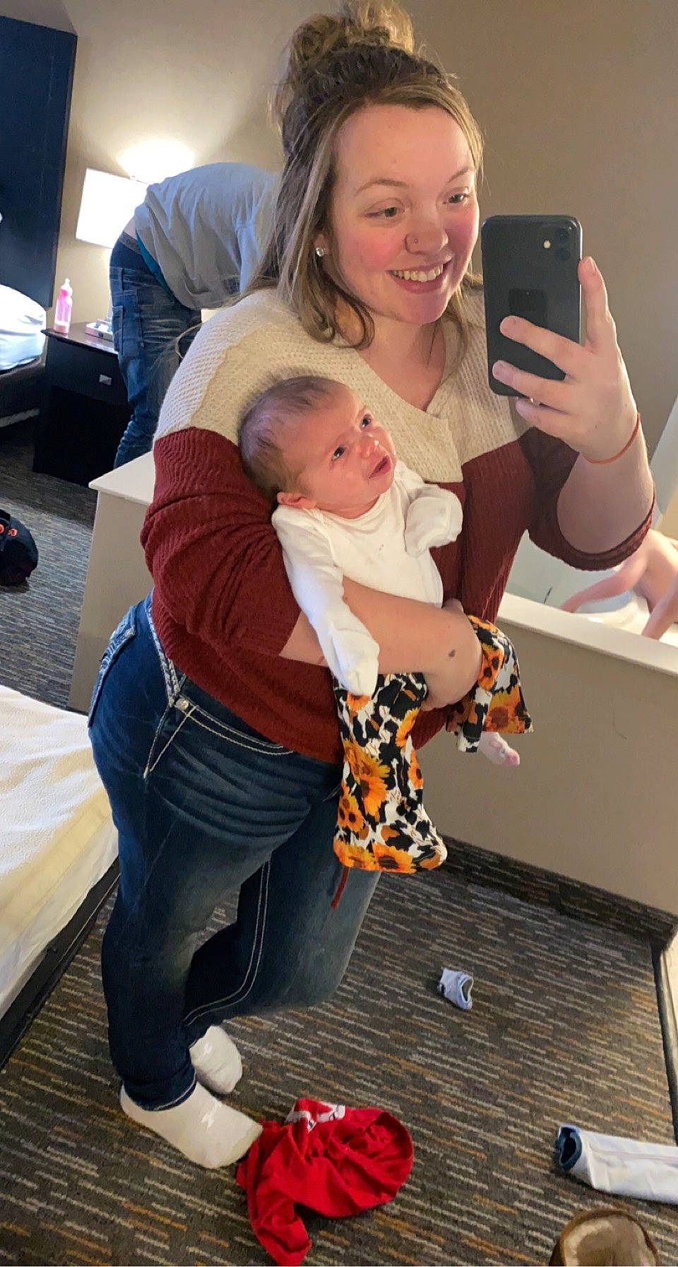 Raeleigh joined the competition — help win amazing prizes! abdomen, baby, bag, blond, child, comfort, event, flooring, fun, happy, joint, joy, lap, luggage_and_bags, person, photograph, room, sitting, smile, snapshot