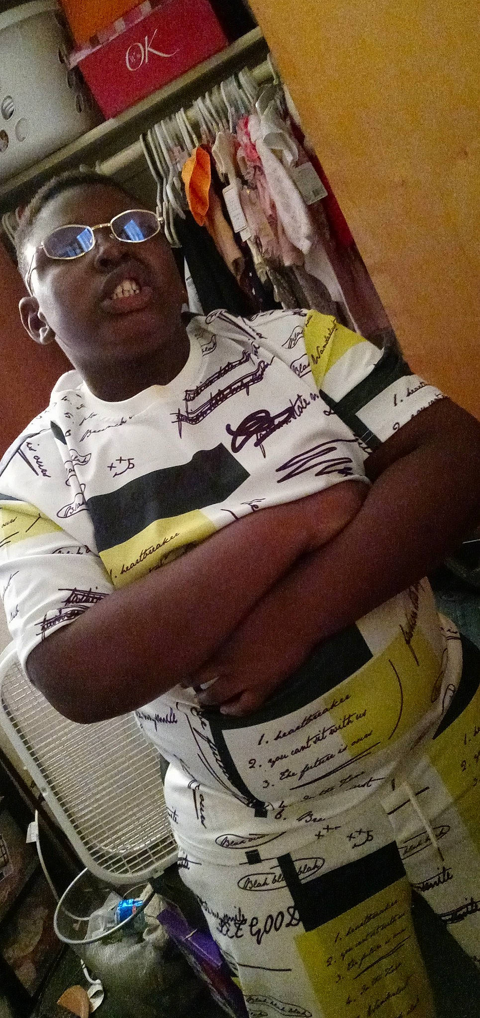 Malachi Coolkid joined the competition — help win amazing prizes! baseball_cap, cap, cool, elbow, eyewear, fun, glasses, hat, headgear, human, human_body, human_leg, people, person, personal_protective_equipment, sleeve, sportswear, street_fashion, t_shirt, thigh