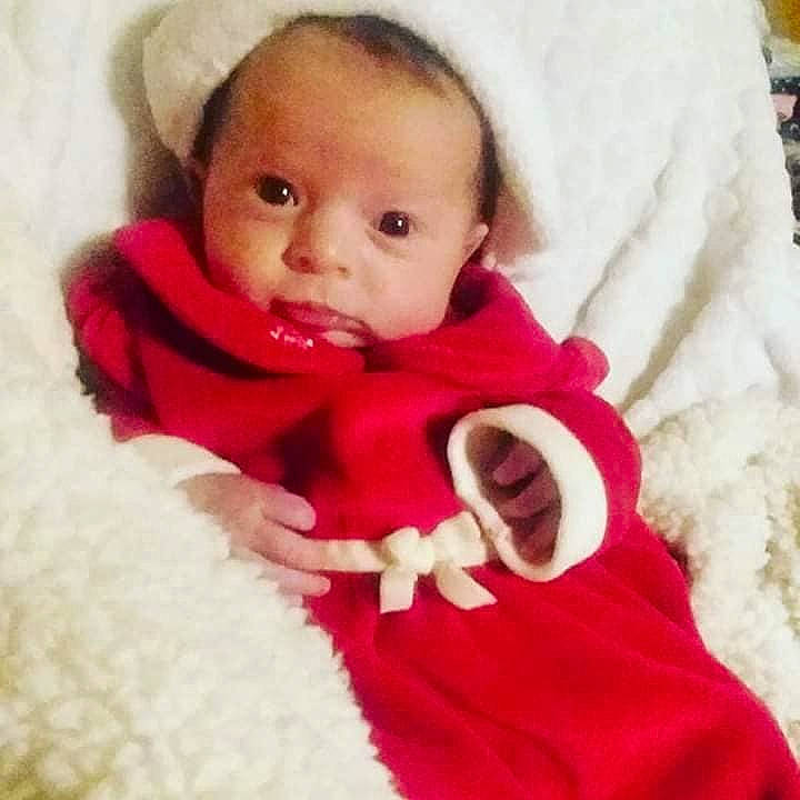 Iszabella joined the competition — help win amazing prizes! baby, cheek, child, christmas, face, fur, head, lip, outerwear, person, pink, product, red, skin, smile, textile, toddler