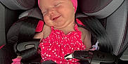 Paisleigh joined the competition — help win amazing prizes! adorable, baby, baby_girl, car, car_seat, child, comfort, cute, happy, headband, infant, pink_clothing, portrait, resting, safety_harness, seatbelt, sleeping, smiling, toddler, young_child