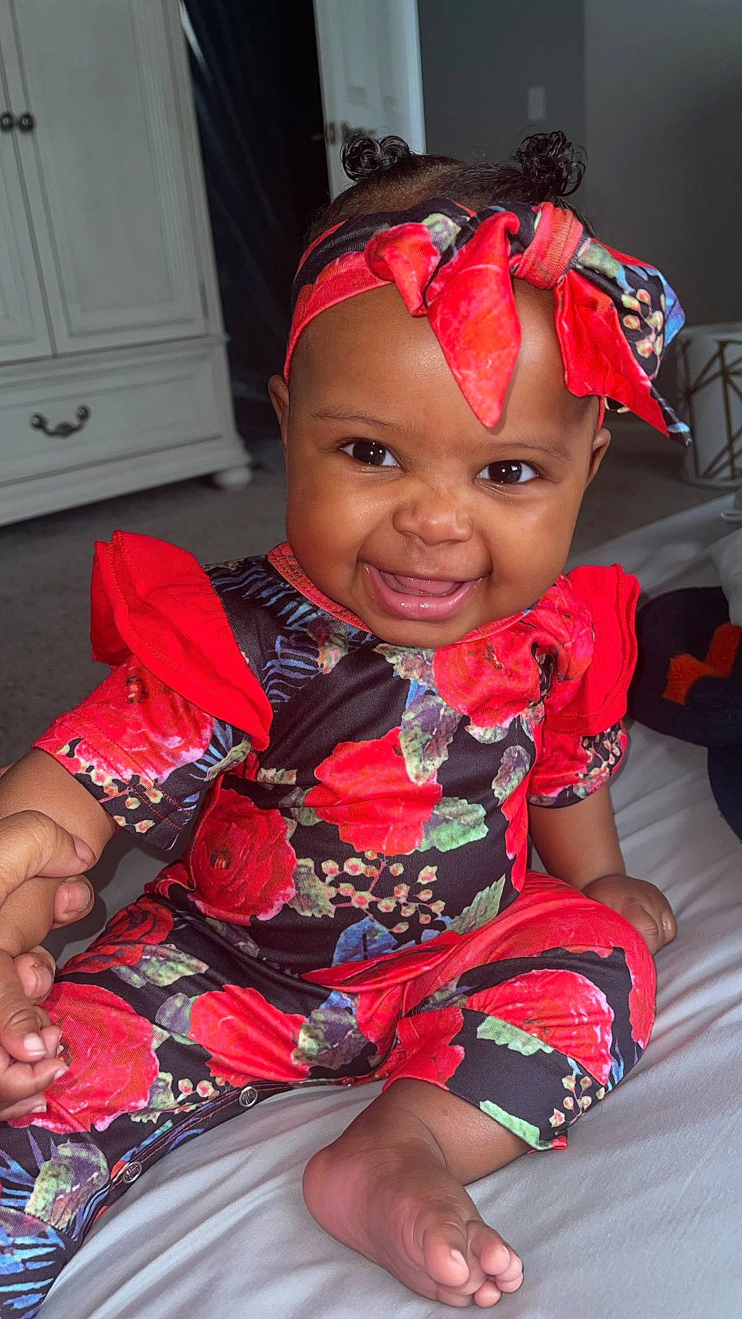 Keziah Hampton joined the competition — help win amazing prizes! baby_toddler_clothing, child, chin, cool, door, event, face, fashion_accessory, fun, happy, headwear, leisure, magenta, person, personal_protective_equipment, pink, red, skin, smile, thigh