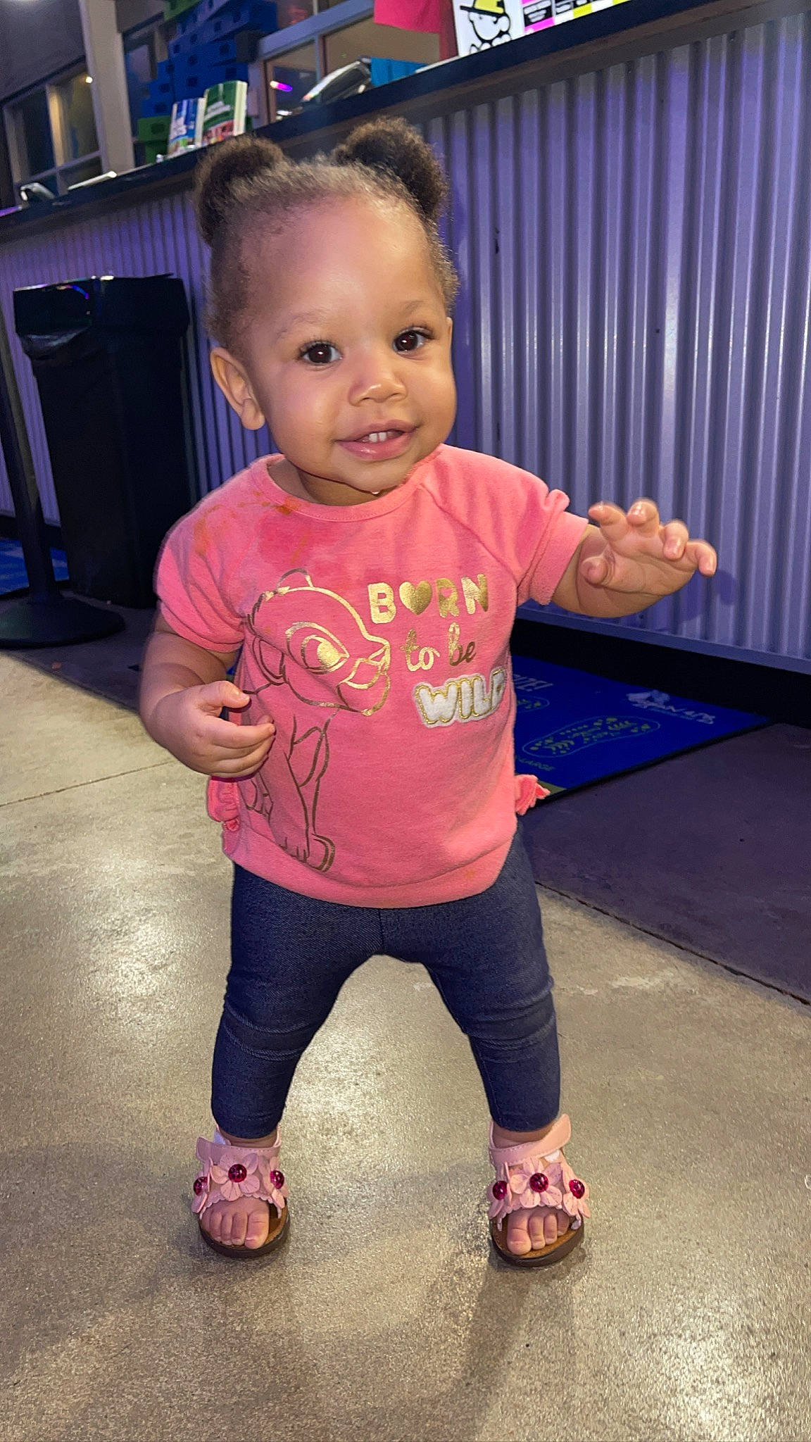 Princess joined the competition — help win amazing prizes! baby_toddler_clothing, cheek, cool, face, floor, flooring, footwear, fun, happy, head, joint, leisure, nose, person, pink, shoulder, skin, sleeve, smile, standing