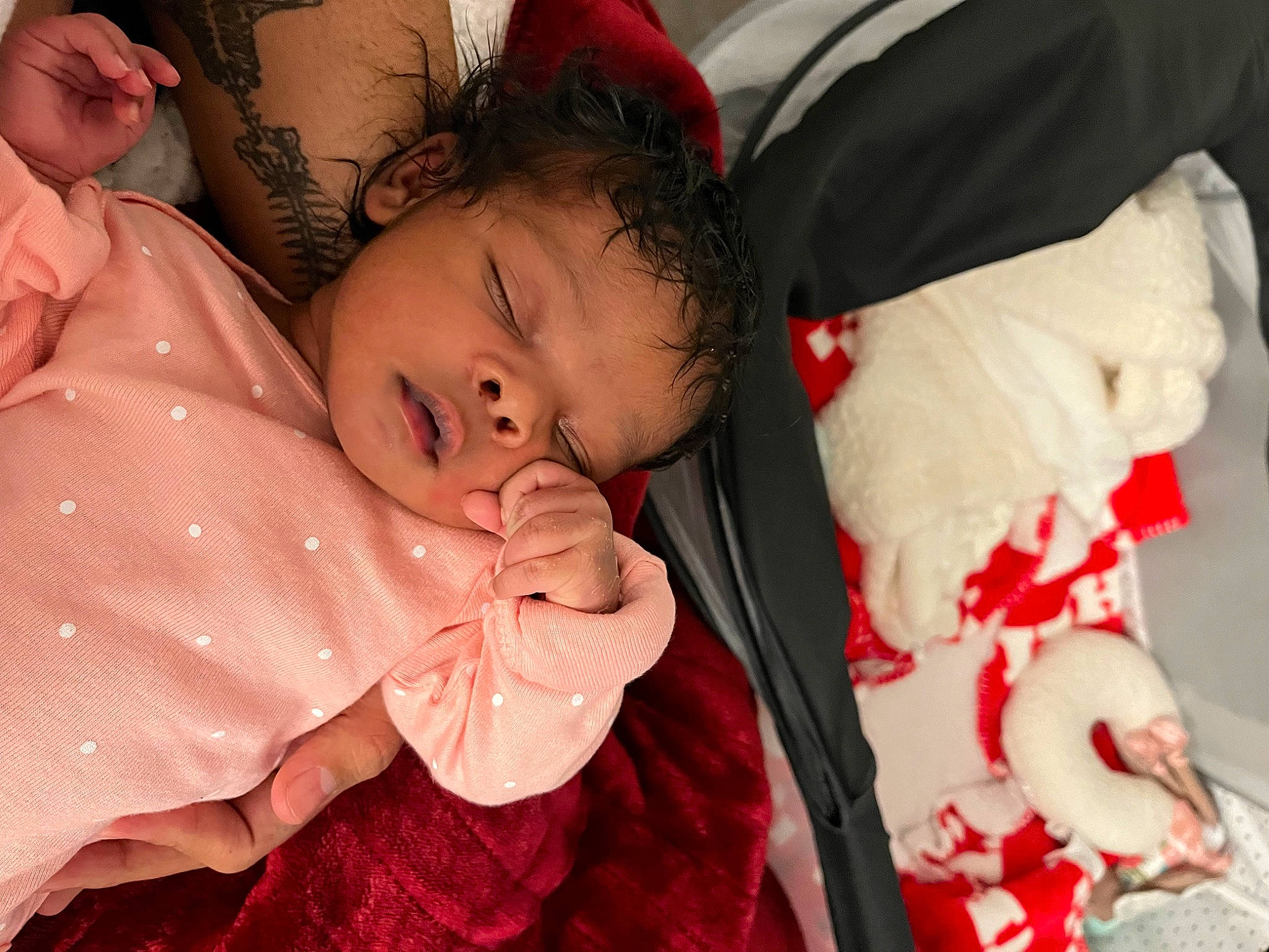 Zuri is registered to the contest to win money with this photo: baby, baby_products, baby_toddler_clothing, carmine, cheek, child, comfort, event, eye, fur, happy, lip, mouth, nose, person, pink, room, skin, textile, toddler