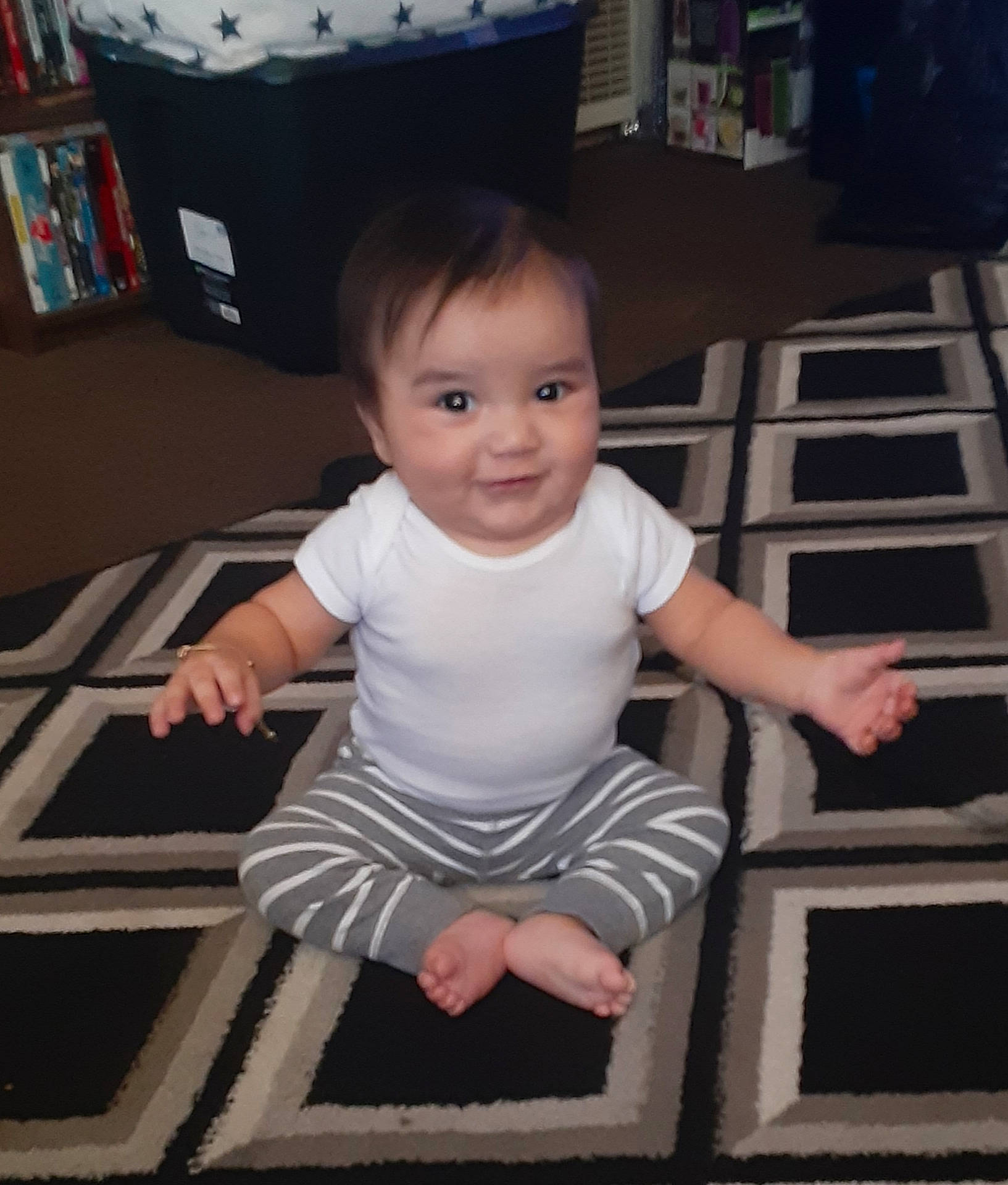 Alexzander joined the competition — help win amazing prizes! arm, baby, baby_toddler_clothing, cheek, child, drawer, dress, finger, flash_photography, floor, flooring, hand, happy, joy, person, product, sleeve, smile, standing, t_shirt