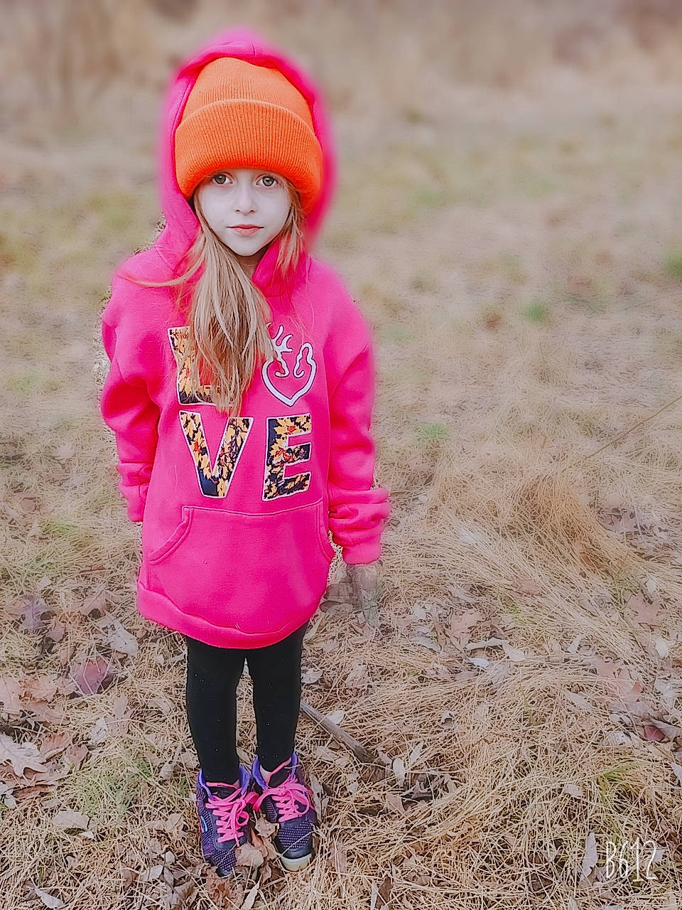 Kaya is registered to the contest to win money with this photo: beanie, child, child_model, clothing, fashion, footwear, headgear, jacket, leggings, magenta, outerwear, pattern, person, pink, play, shoe, smile, street_fashion, tights, toddler