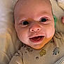 Sorley joined the competition — help win amazing prizes! baby, blanket, child, closeup, cute, dinosaur_pattern, expression, eyes, fabric, face, happy, infant, joyful, newborn, onesie, person, portrait, skin, smile, soft