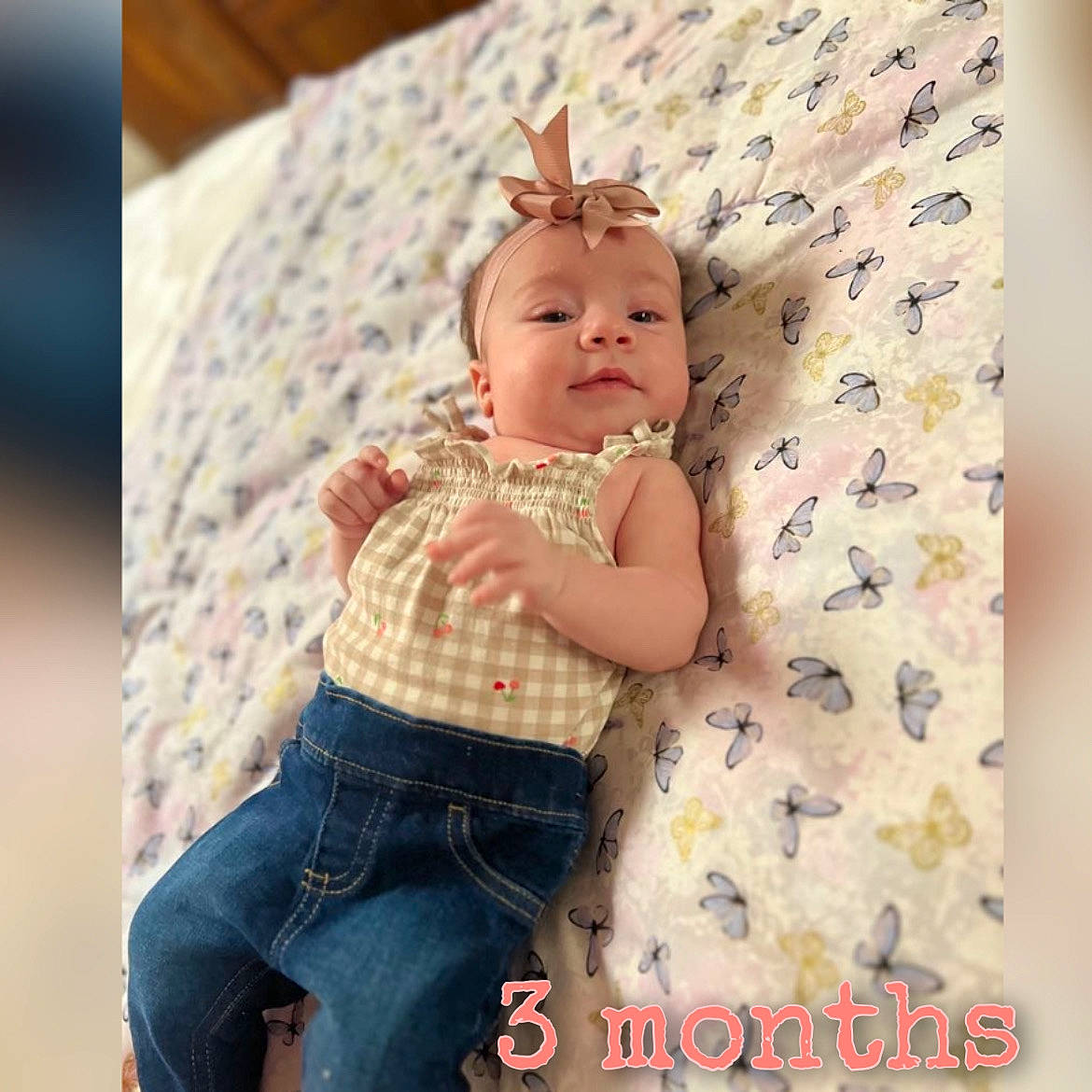 Malia joined the competition — help win amazing prizes! baby, baby_products, baby_sleeping, baby_toddler_clothing, child, comfort, denim, fashion_accessory, happy, head, headband, headpiece, headwear, linens, pattern, person, plaid, product, sitting, sleeve