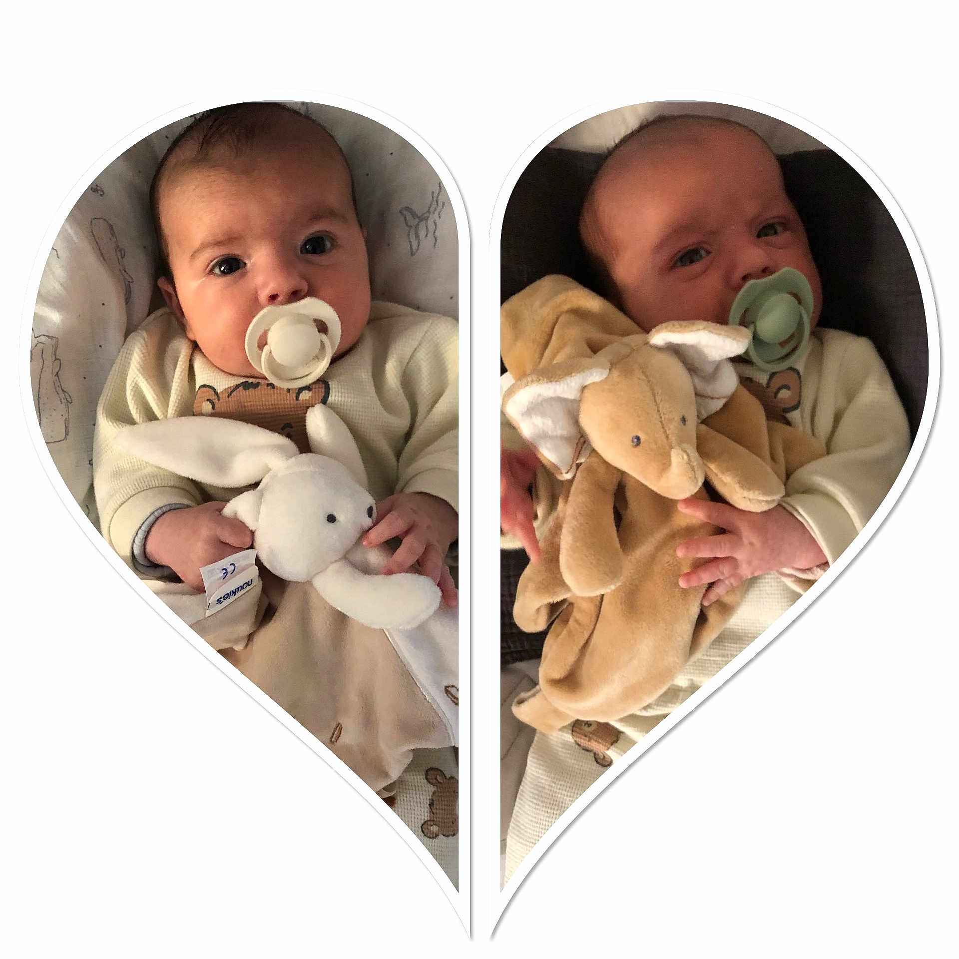 Mylan Et Lorenzo a rejoint le concours — aidez-le/la à gagner de superbes lots ! baby, infant, pacifier, plush_toy, stuffed_animal, heart_shape, sleepwear, cute, child, portrait, soft_toy, hand, face, indoor, comfort, expression, newborn, cuddle, blanket, toddler