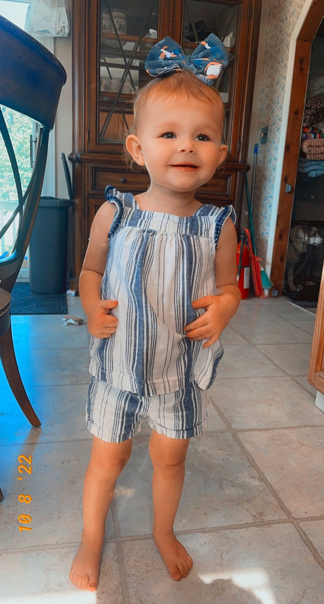 Maylie joined the competition — help win amazing prizes! baby, baby_toddler_clothing, beauty, child, day_dress, electric_blue, fashion_design, flooring, fun, happy, human_leg, joint, joy, one_piece_garment, pattern, person, sleeve, smile, standing, thigh
