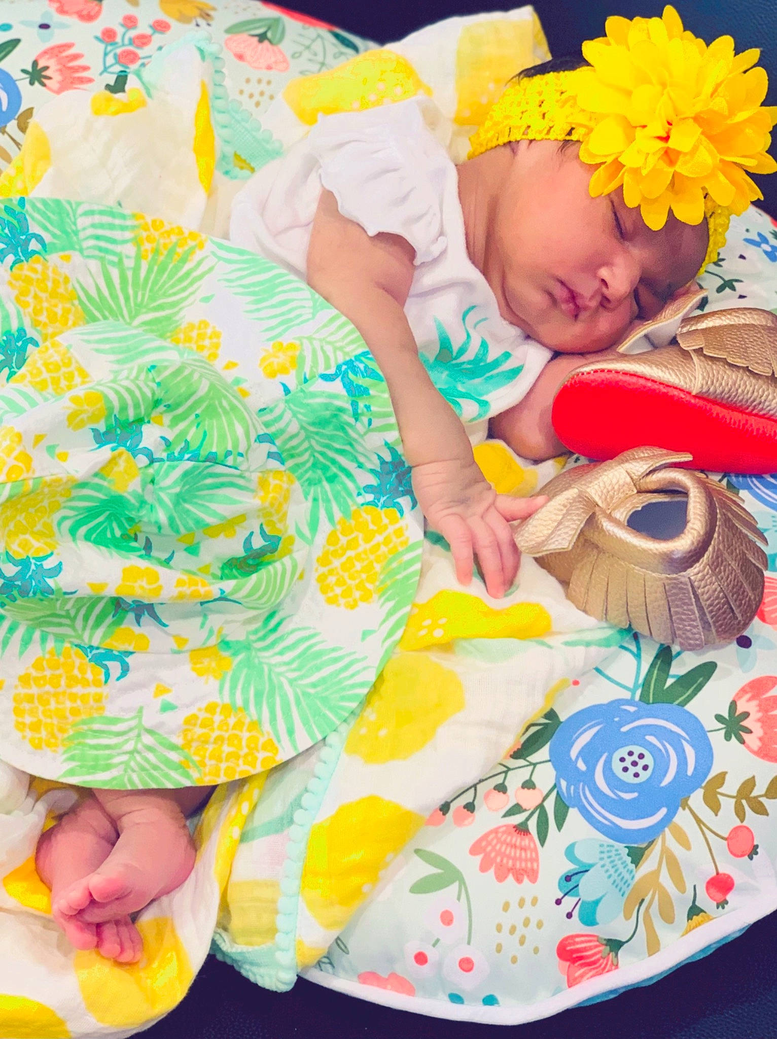 Ariya joined the competition — help win amazing prizes! baby, baby_toddler_clothing, child, event, finger, flower, fun, green, hand, happy, headwear, linens, nail, orange, pattern, people_in_nature, person, play, product, textile