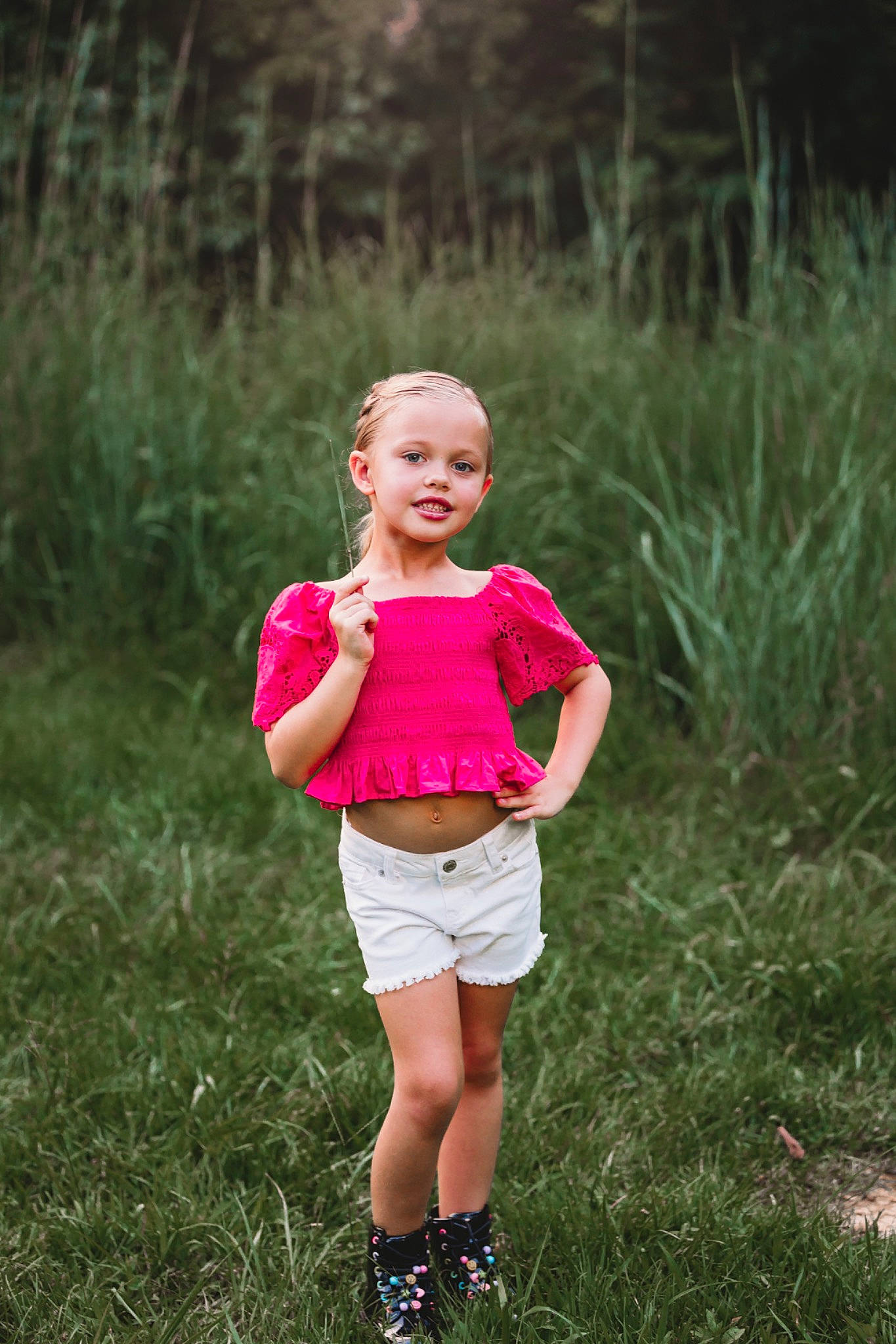 Lillian is registered to the contest to win money with this photo: flash_photography, fun, grass, grassland, happy, human_leg, joy, landscape, leisure, meadow, natural_landscape, people_in_nature, person, plant, prairie, recreation, running, shorts, smile, t_shirt
