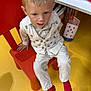 Silas a rejoint le concours — aidez-le/la à gagner de superbes lots ! child, boy, red_chair, yellow_floor, white_outfit, teddy_bear_pattern, red_socks, sitting, indoor, table, playing_cards, red_cup, curious_expression, blond_hair, casual, furniture, floor, person, footwear, clothing