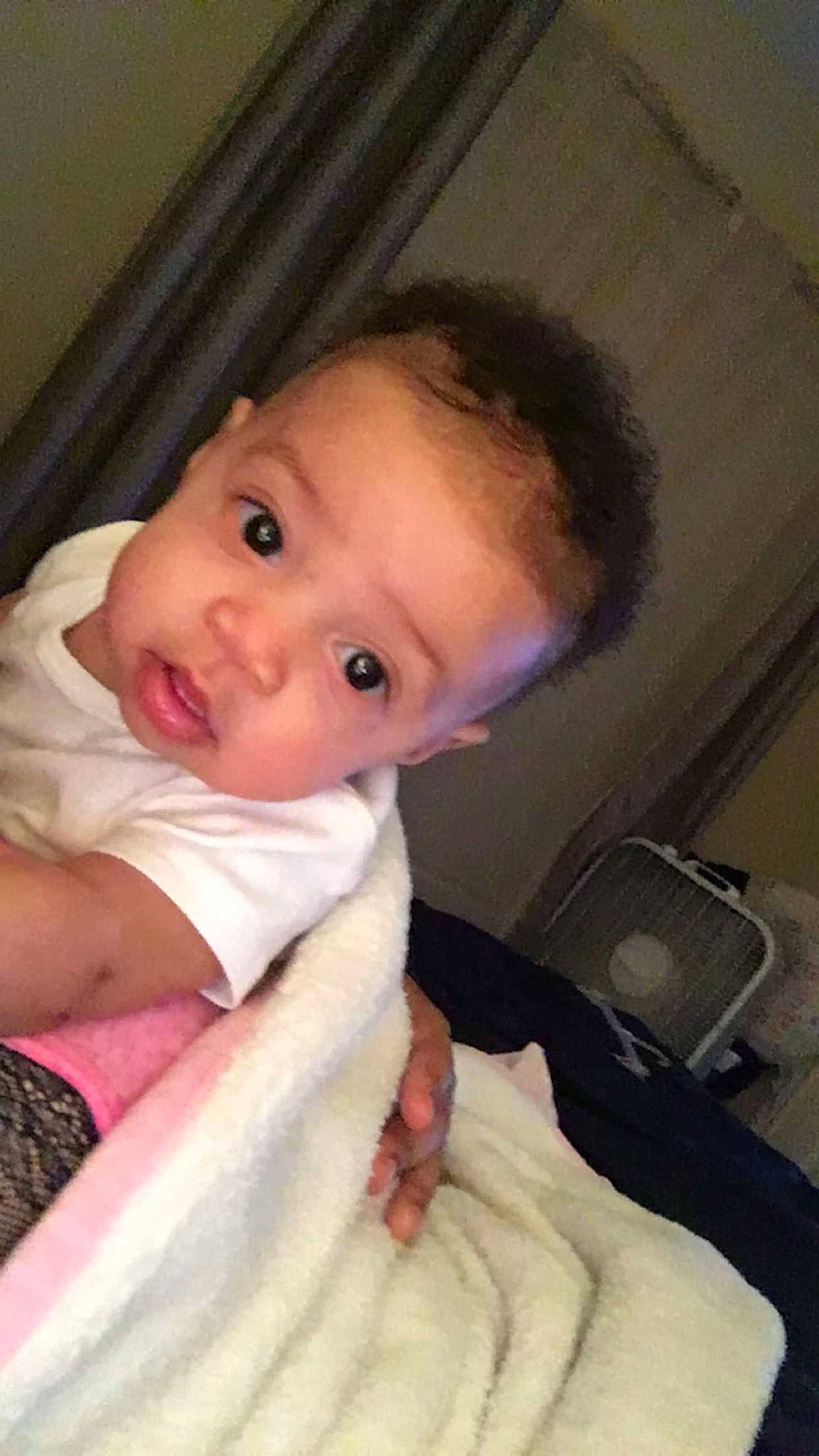 Laiken joined the competition — help win amazing prizes! baby, cheek, child, chin, eye, face, forehead, head, iris, lip, mouth, nose, person, skin, thumb, toddler