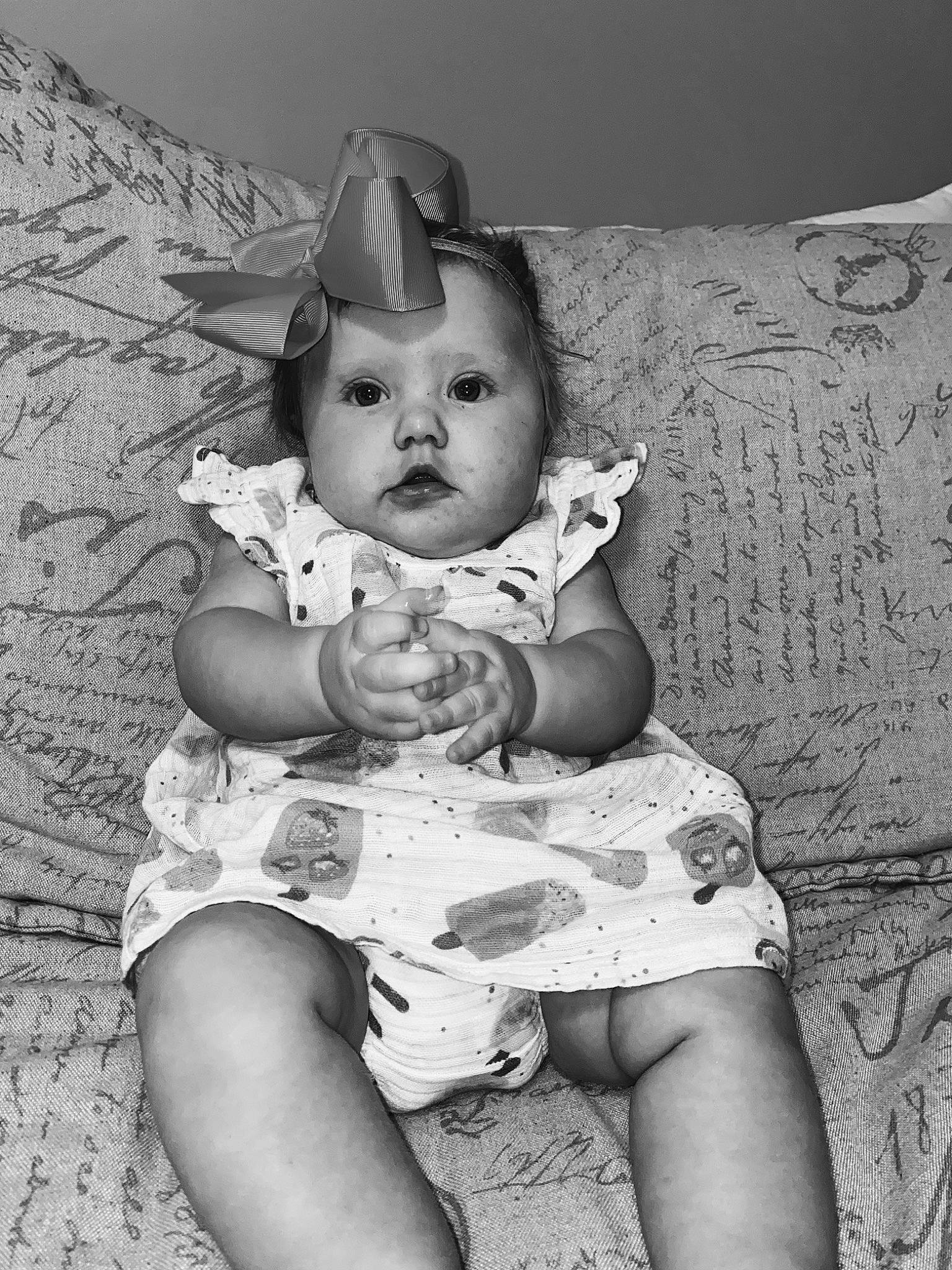 Ella Kate joined the competition — help win amazing prizes! abdomen, baby, black, black_and_white, cheek, child, eye, headgear, leg, monochrome, monochrome_photography, person, photograph, photography, sitting, snapshot, stock_photography, style, toddler, trunk