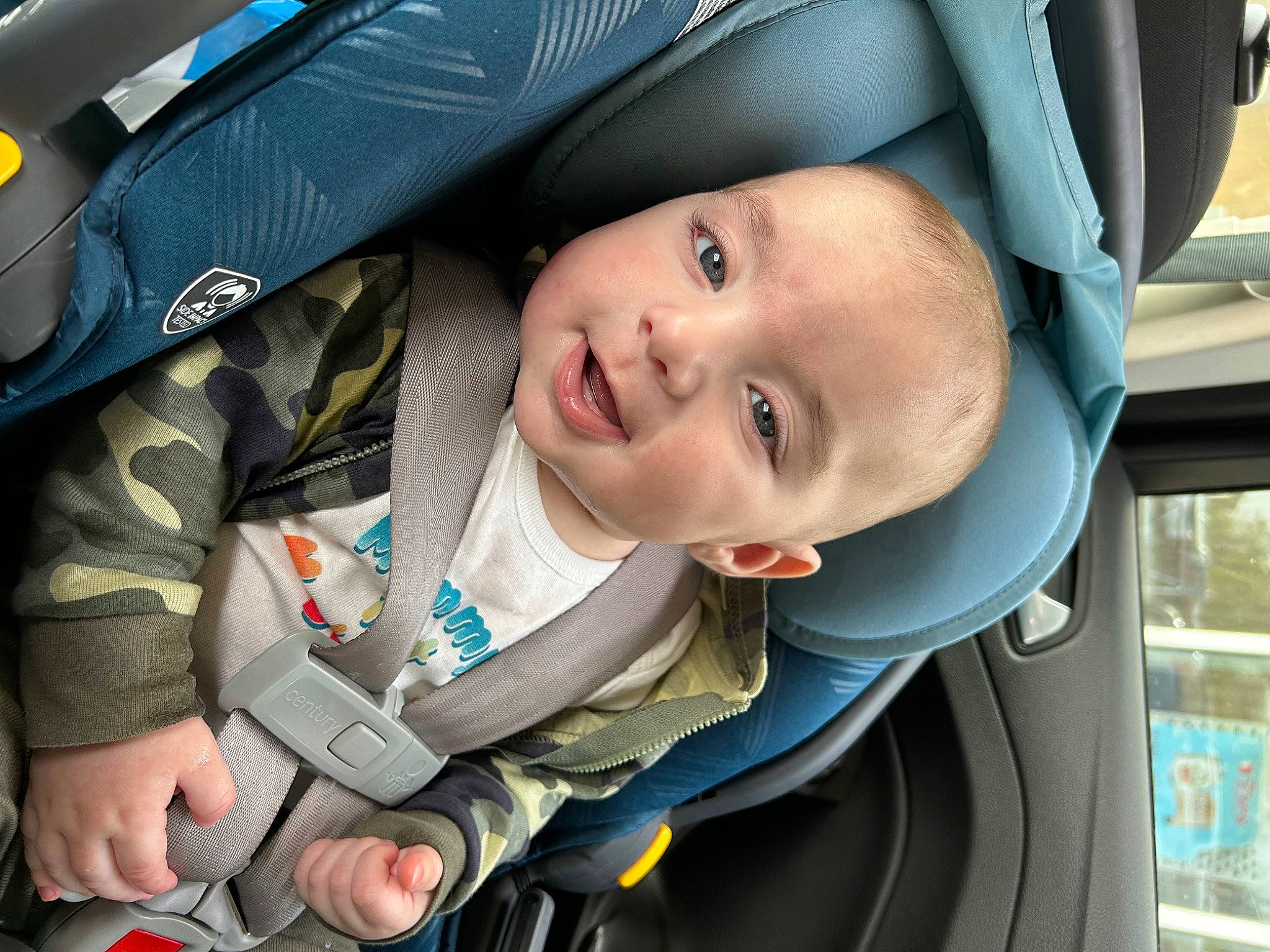 Malachi is registered to the contest to win money with this photo: auto_part, automotive_exterior, baby, baby_carriage, baby_products, car, car_seat, car_seat_cover, child, comfort, electric_blue, family_car, luxury_vehicle, motor_vehicle, person, product, seat_belt, smile, toddler, vehicle_door