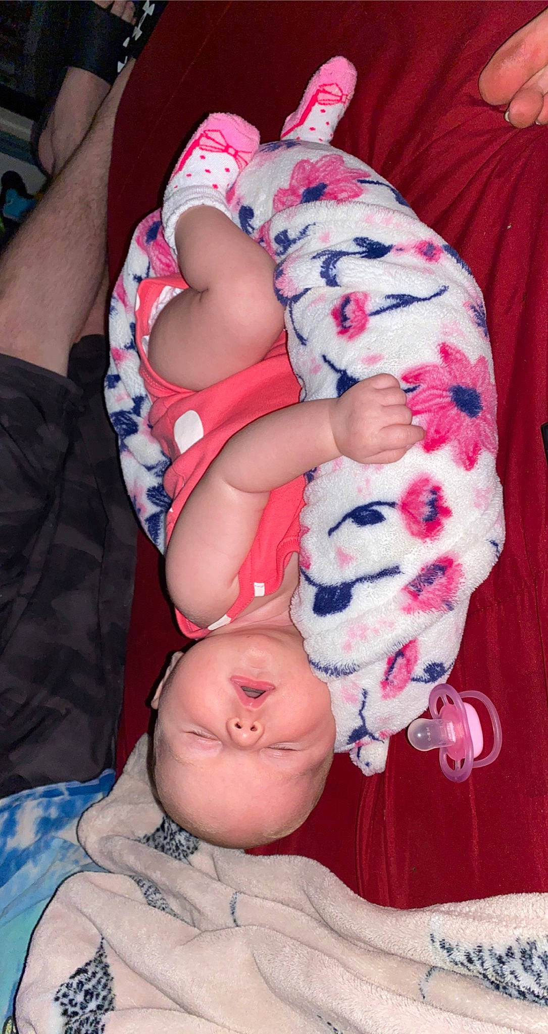 Camila joined the competition — help win amazing prizes! baby, baby_sleeping, baby_toddler_clothing, cheek, child, comfort, finger, gesture, head, joint, mouth, pattern, person, pink, red, skin, sleeve, textile, thigh, toddler