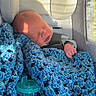 Asher is registered to the contest to win money with this photo: newborn, baby, infant, sleeping, car_seat, blanket, blue_blanket, pacifier, portrait, face, hand, indoors, vehicle, travel, sunlight, shadows, cozy, swaddled, child, photography