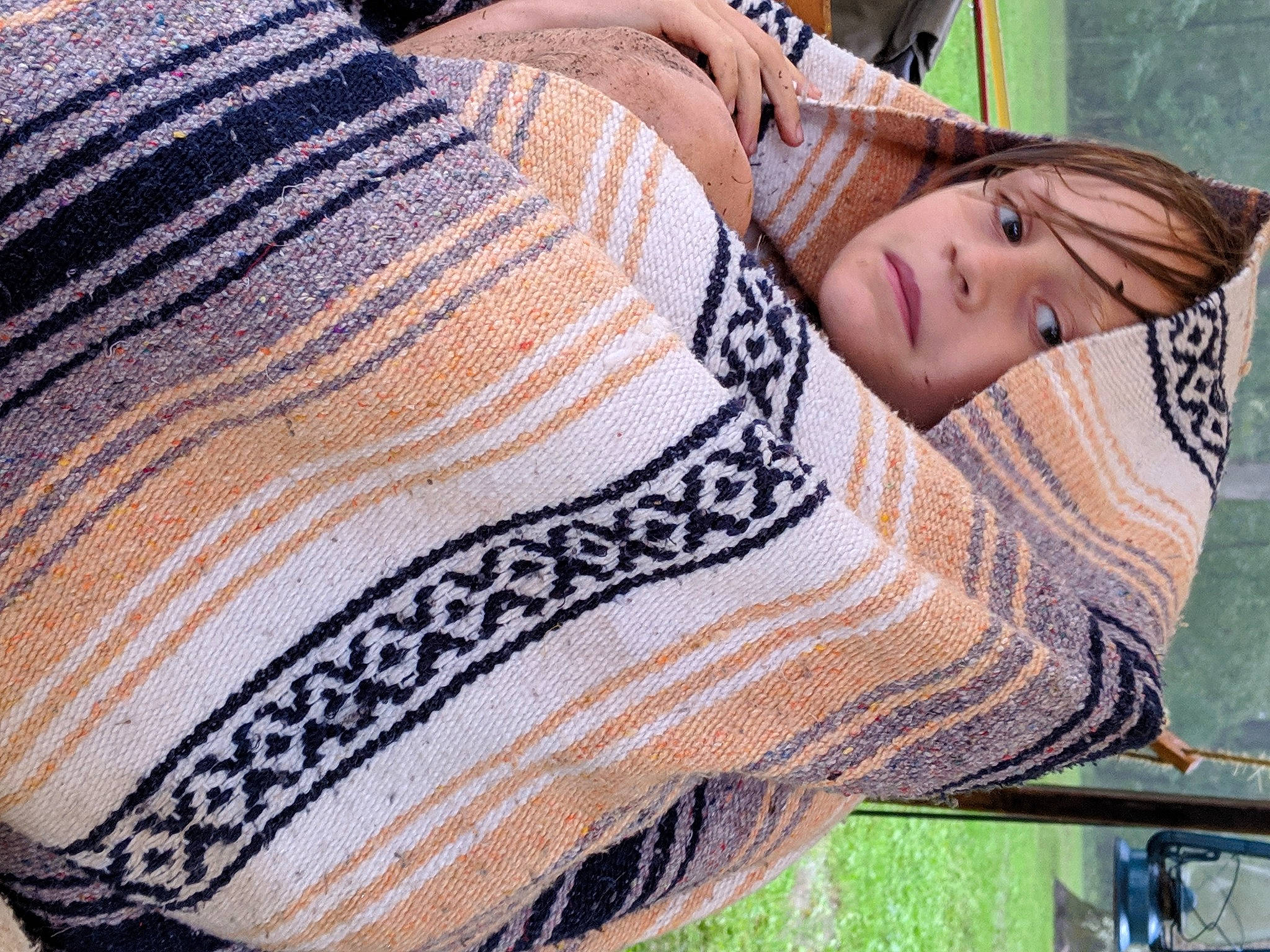 Morgan joined the competition — help win amazing prizes! art, comfort, creative_arts, denim, eyewear, fashion_accessory, grass, human_leg, linens, pattern, person, plaid, sleeve, street_fashion, t_shirt, textile, thigh, waist, wood, wool