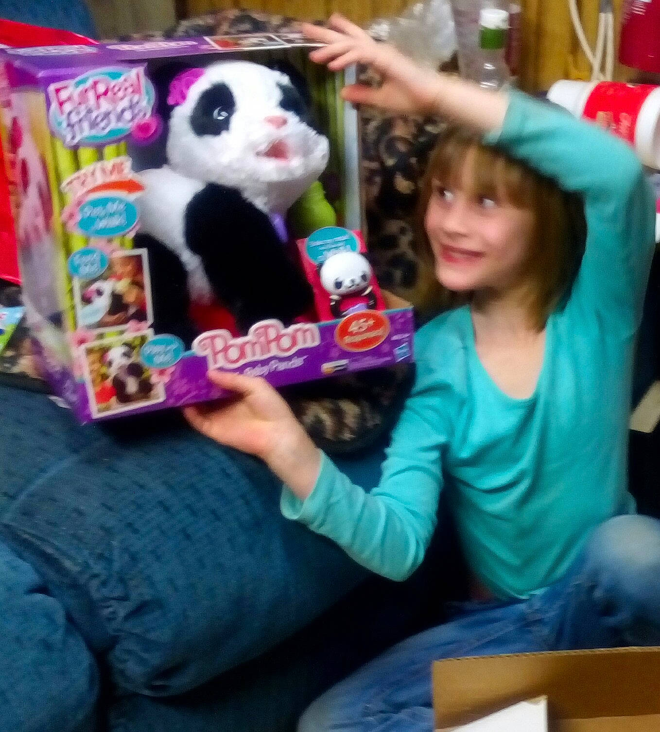 Morgan is registered to the contest to win money with this photo: carnivore, child, event, friendship, fun, fur, happy, joy, leisure, magenta, mascot, panda, person, photograph, plush, purple, recreation, smile, snapshot, stuffed_toy