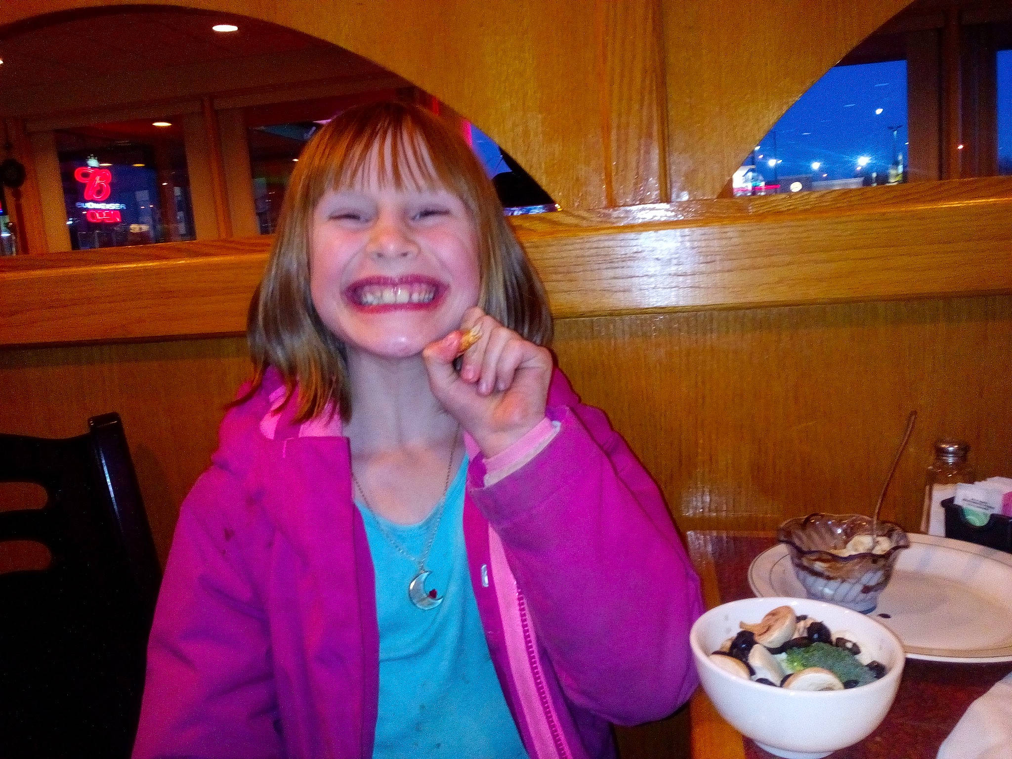 Morgan is registered to the contest to win money with this photo: bangs, comfort_food, cuisine, dish, dishware, event, food, fun, happy, hime_cut, iris, jacket, joy, mixing_bowl, party, person, plate, serveware, smile, spoon