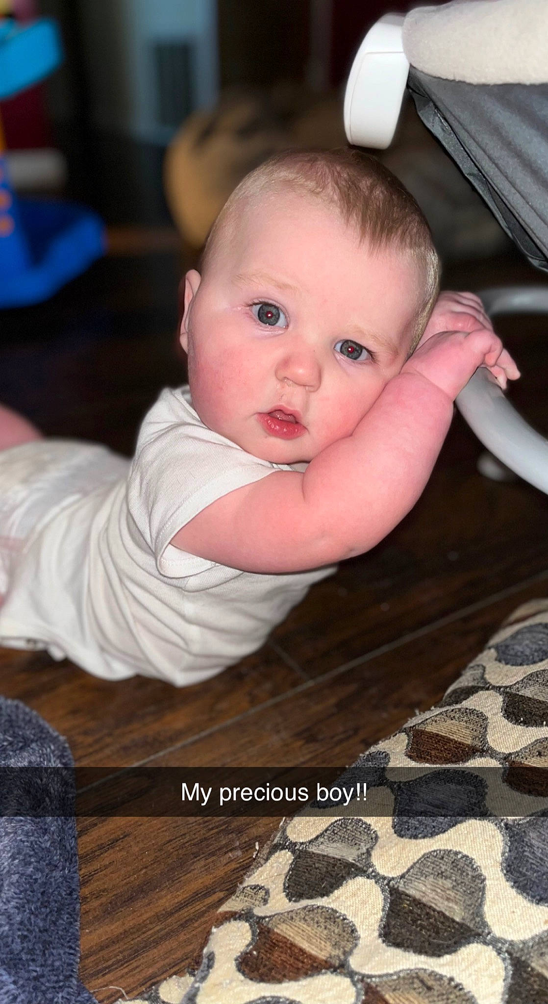 Travis joined the competition — help win amazing prizes! baby, baby_toddler_clothing, beauty, black, cheek, child, comfort, finger, flash_photography, floor, flooring, fun, happy, hardwood, iris, nose, organ, person, skin, toddler