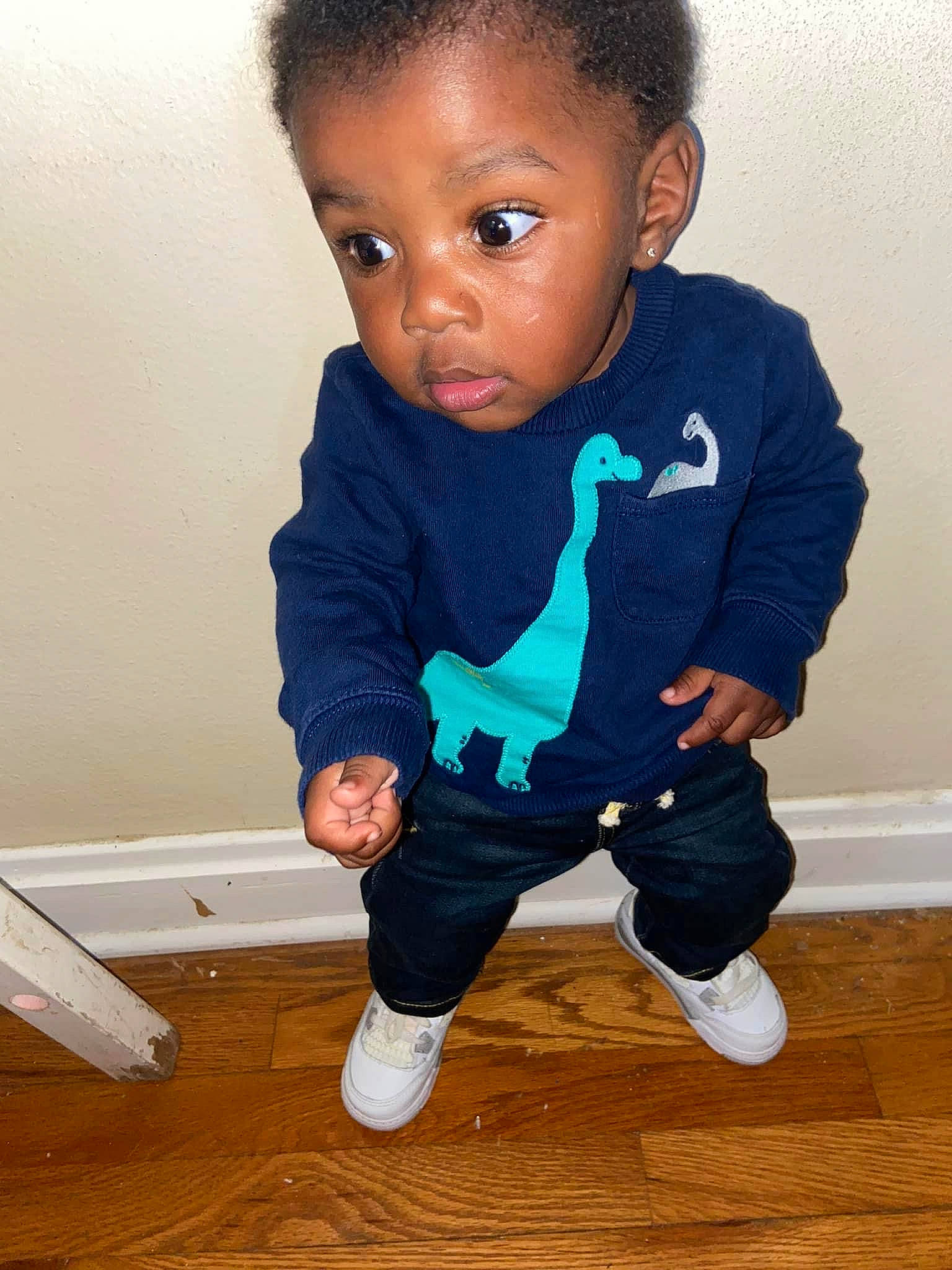 Jakobe is registered to the contest to win money with this photo: baby_toddler_clothing, cheek, child, chin, electric_blue, eye, face, floor, flooring, gesture, hair, happy, hardwood, head, nose, person, skin, sleeve, t_shirt, toddler