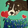 animal_art, art, black_and_white, blue, canine, colorful, decor, dog, expression, graffiti, heart, illustration, mural, painting, paw, portrait, red, stylized, text, turquoise_background