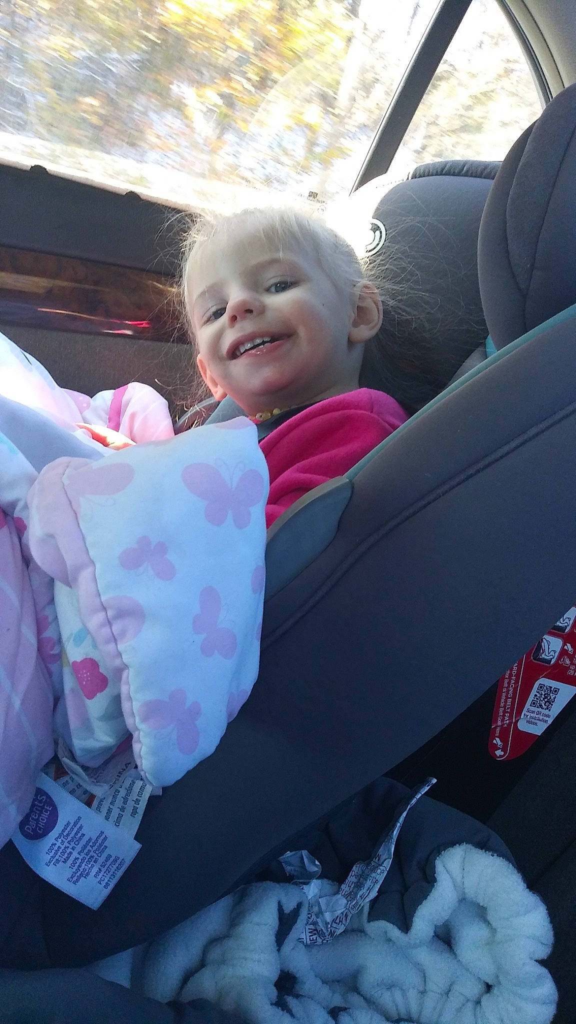 Nevaeh joined the competition — help win amazing prizes! auto_part, baby, birth, car, car_seat, child, family_car, person, pink, toddler, vacation, vehicle