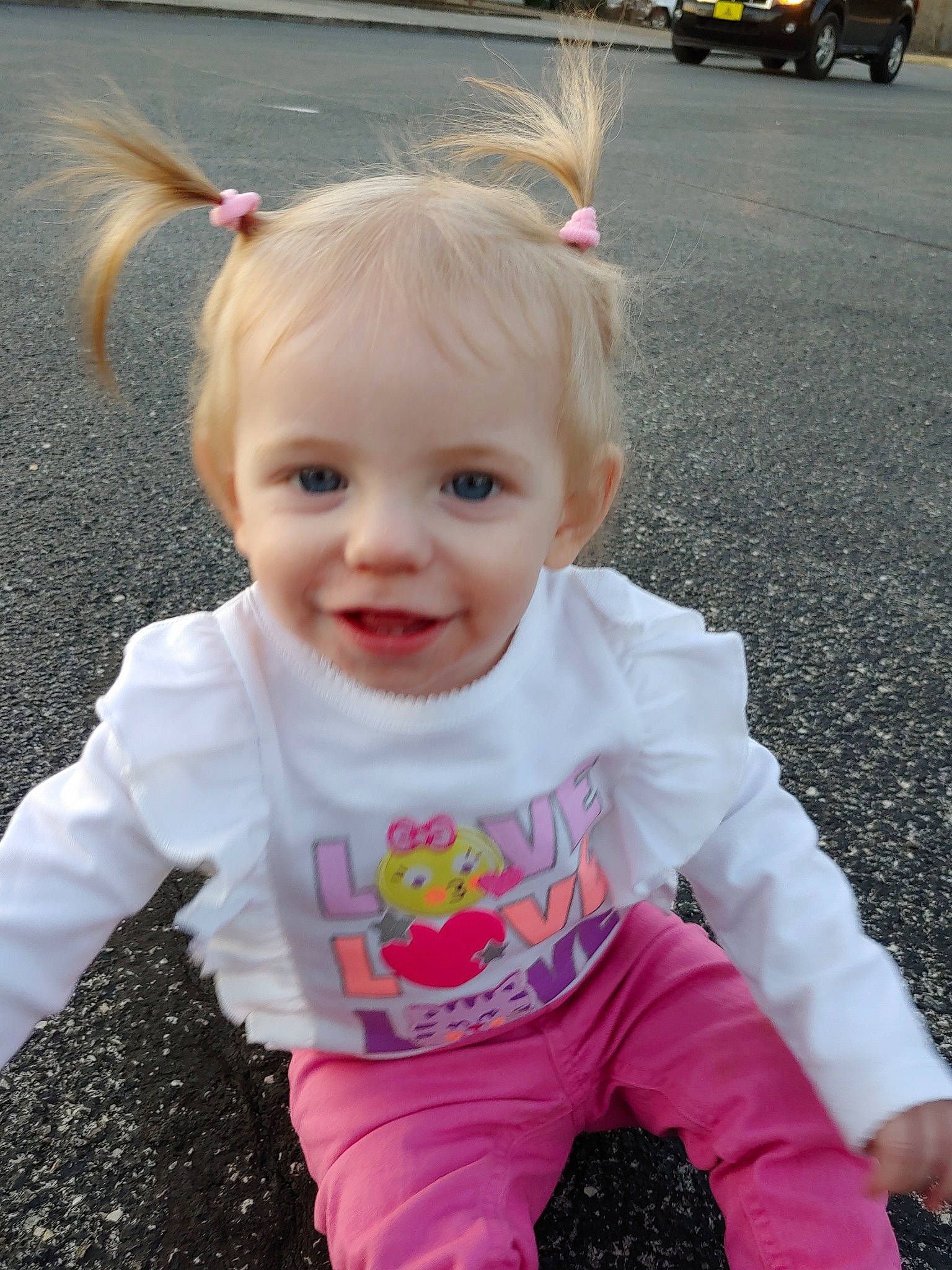 Nevaeh joined the competition — help win amazing prizes! baby, baby_products, baby_toddler_clothing, child, joy, person, pink, toddler