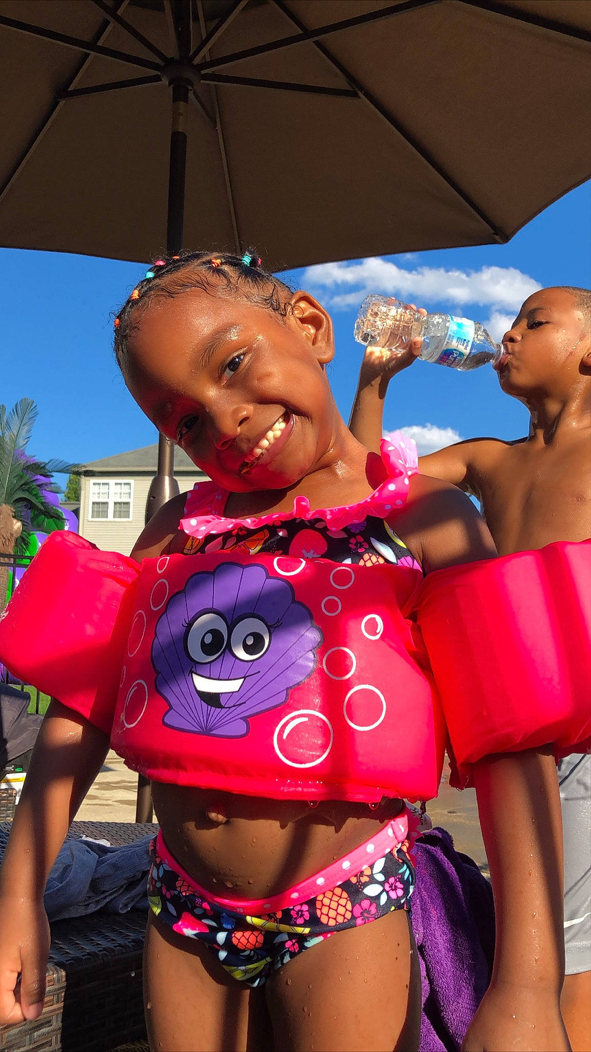 Kennedi joined the competition — help win amazing prizes! abdomen, brassiere, chest, clothing, cool, entertainment, event, eyewear, fun, happy, joy, leisure, person, pink, recreation, skin, sky, swimwear, thigh, trunk