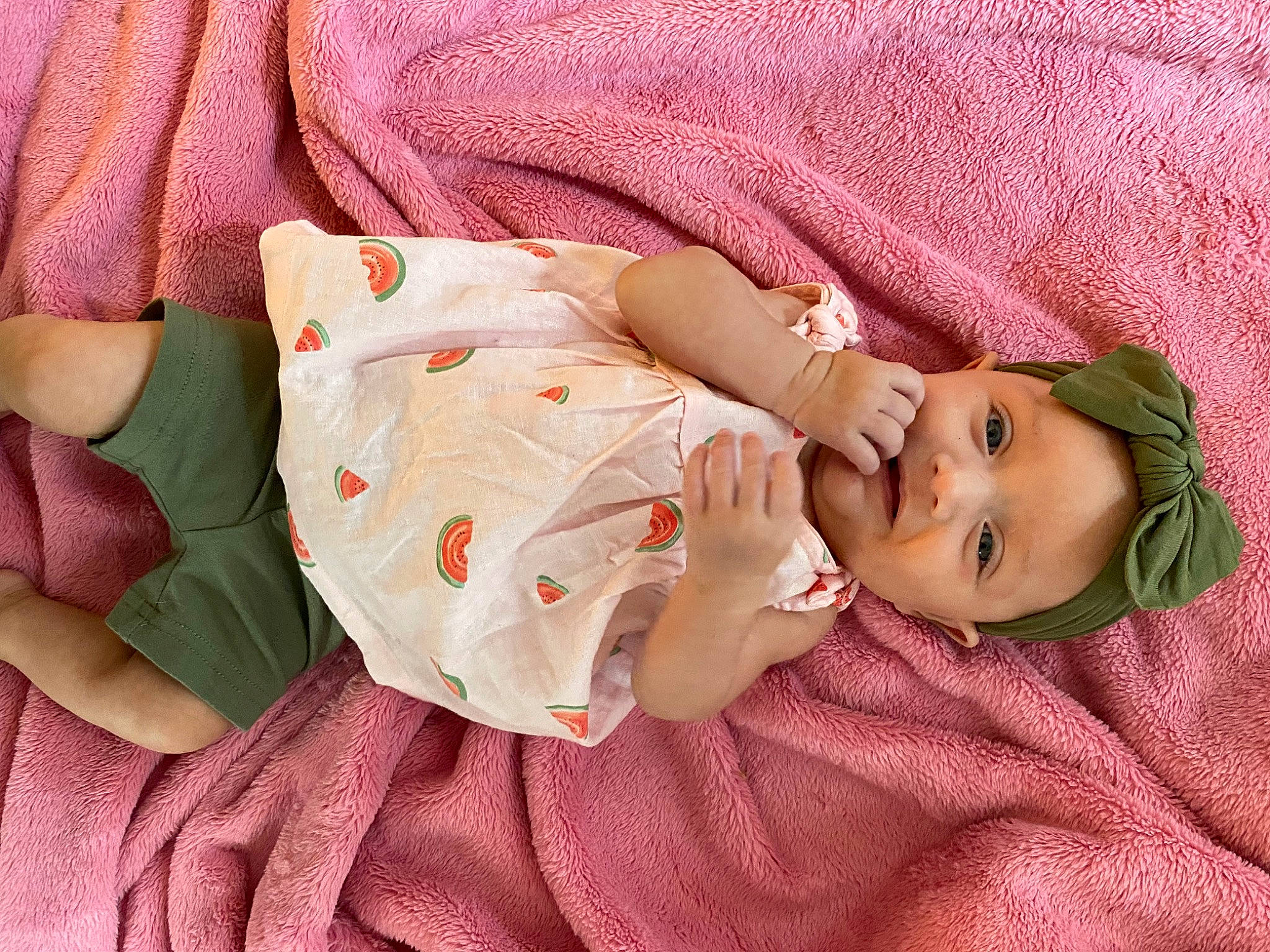 Amariah joined the competition — help win amazing prizes! baby, baby_products, baby_toddler_clothing, cheek, child, comfort, eye, eyelash, flesh, glasses, hat, linens, lip, pattern, peach, person, pink, skin, sleeve, textile