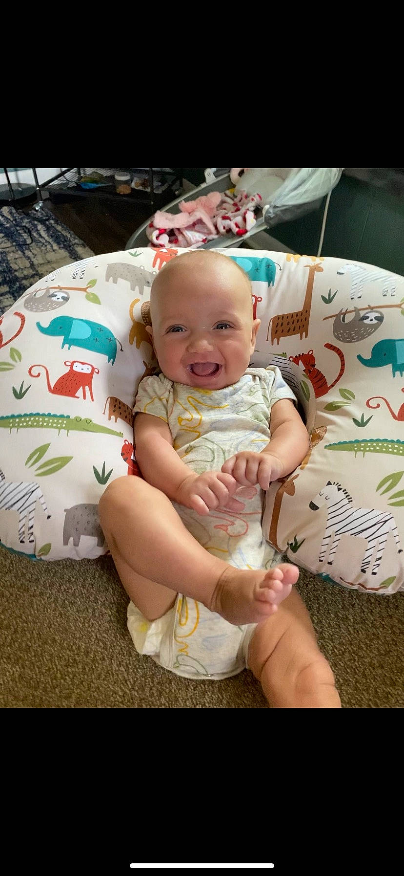 Amariah joined the competition — help win amazing prizes! baby, baby_toddler_clothing, beauty, child, event, finger, flash_photography, foot, fun, grass, happy, human, human_leg, linens, people, person, sitting, smile, sock, t_shirt