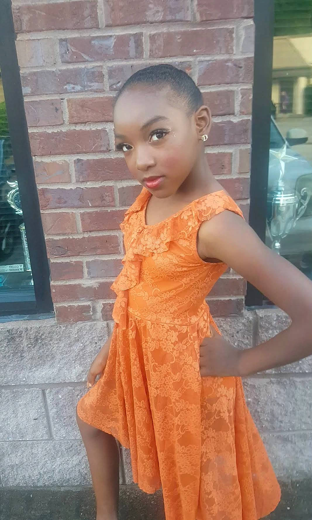 Destiny joined the competition — help win amazing prizes! beauty, child, child_model, dress, long_hair, peach, person, shoulder